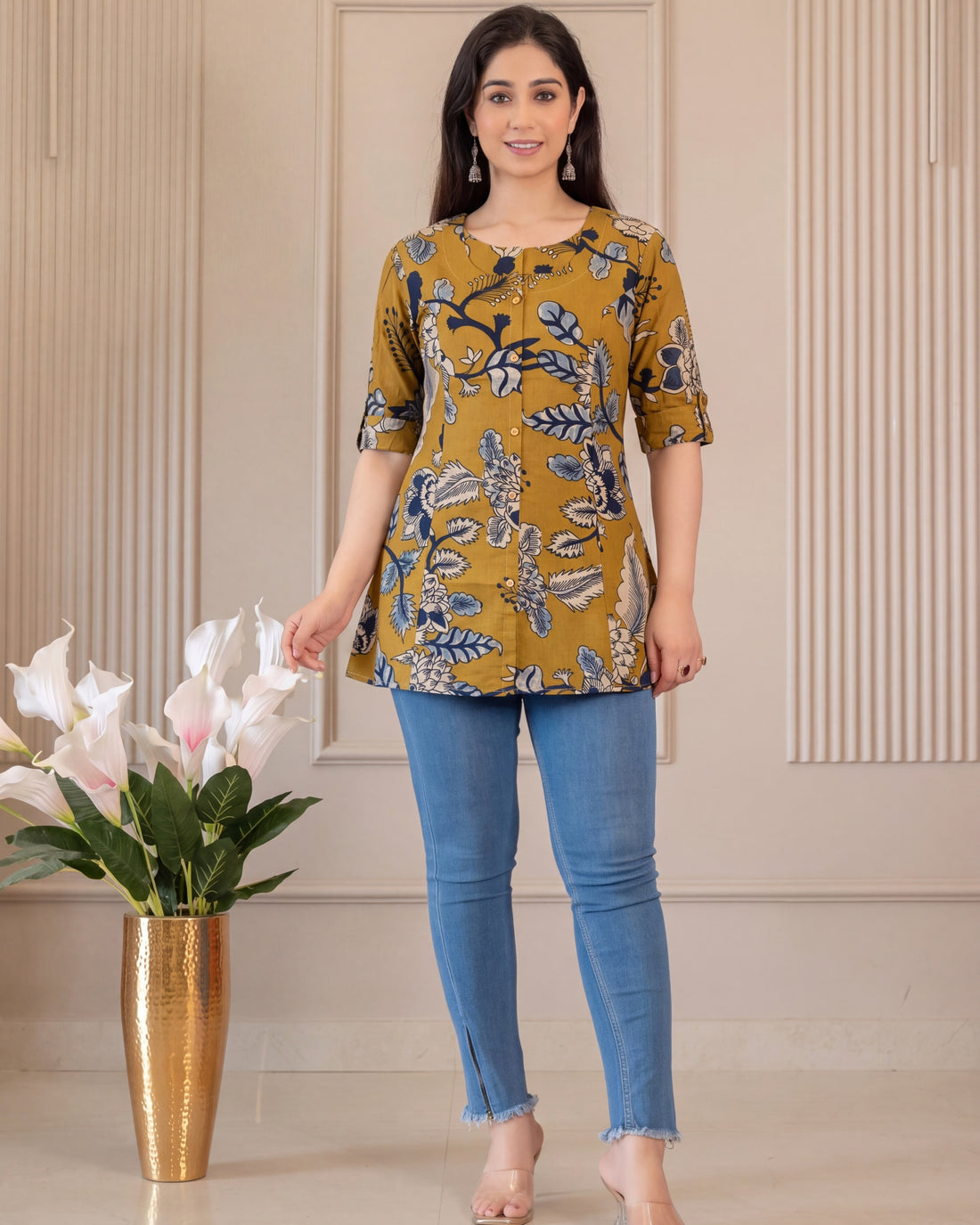 Aaradhya Pure Cotton Kalamkari Short Top