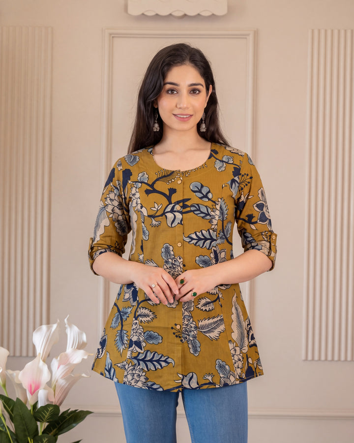 Aaradhya Pure Cotton Kalamkari Short Top