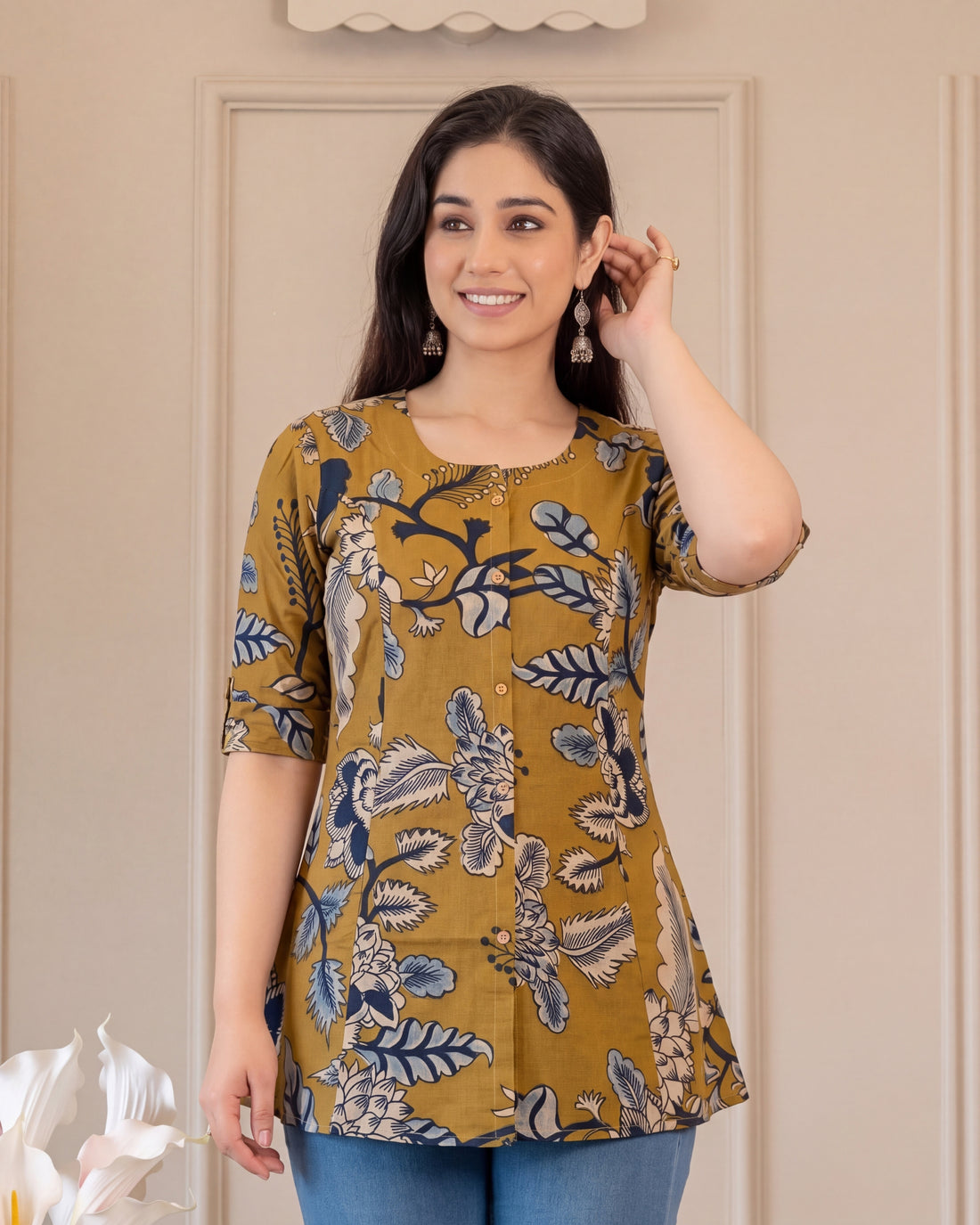 Aaradhya Pure Cotton Kalamkari Short Top
