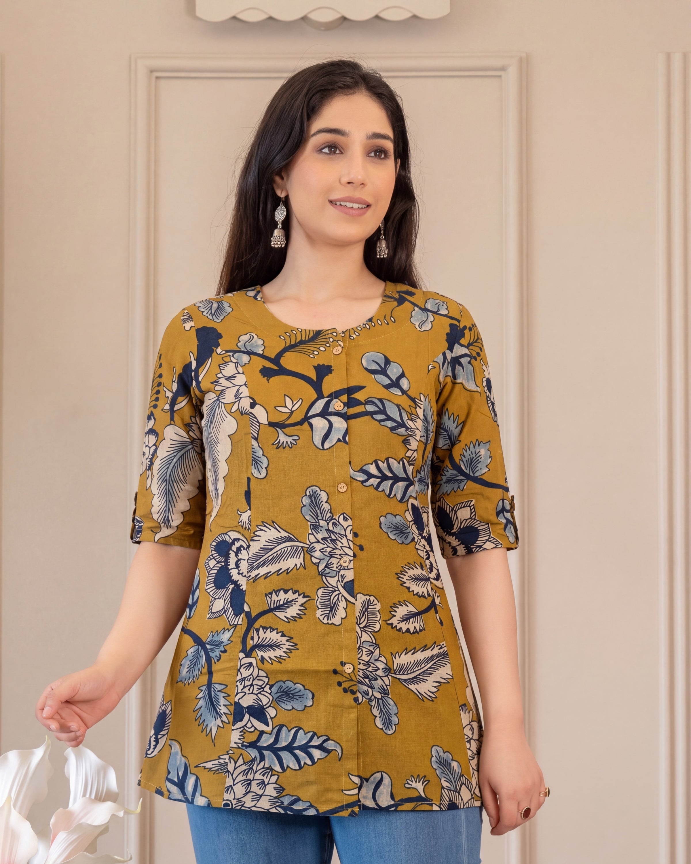 Aaradhya Pure Cotton Kalamkari Short Top