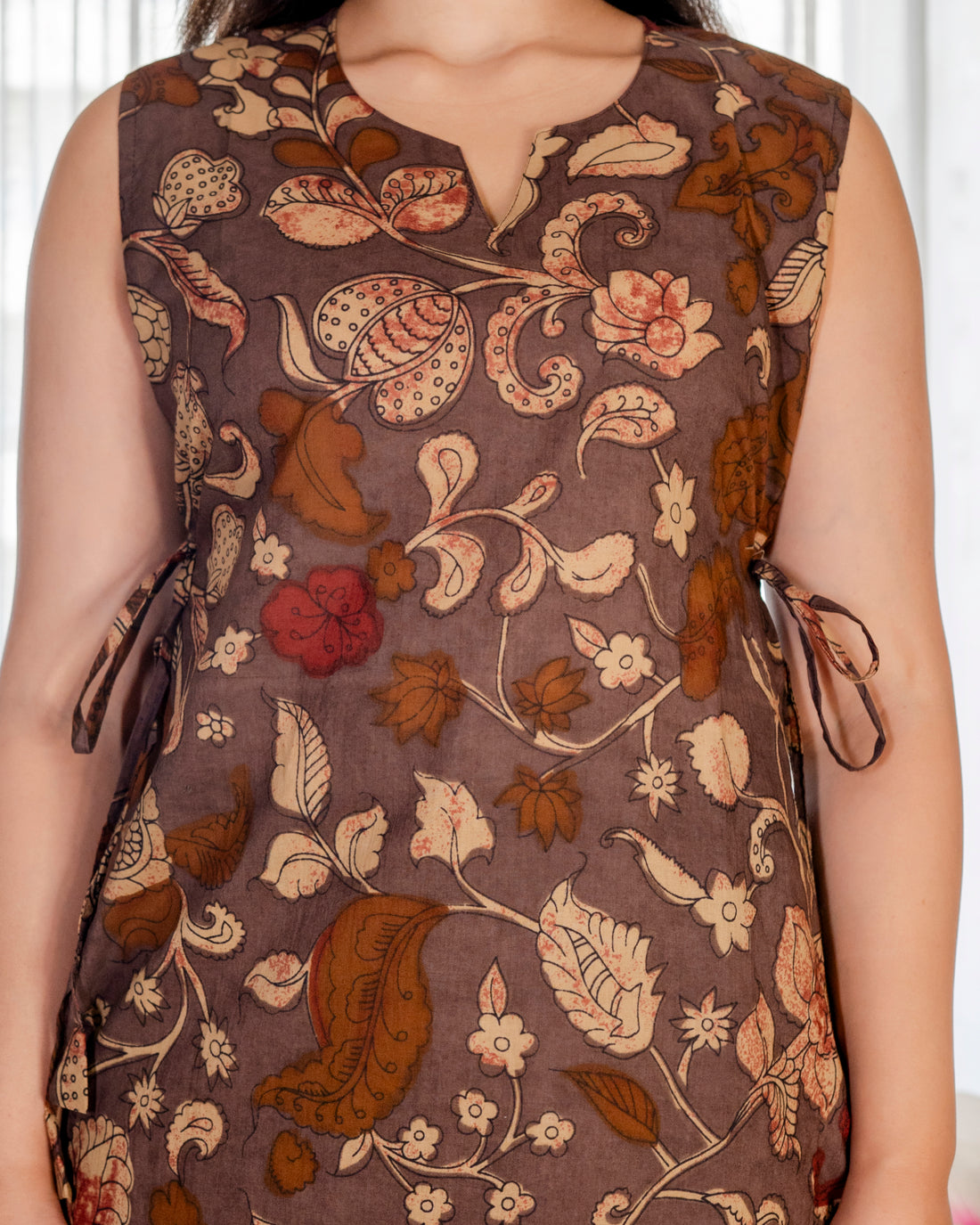 Mridula Pure Cotton Kalamkari Sleeveless Short Top