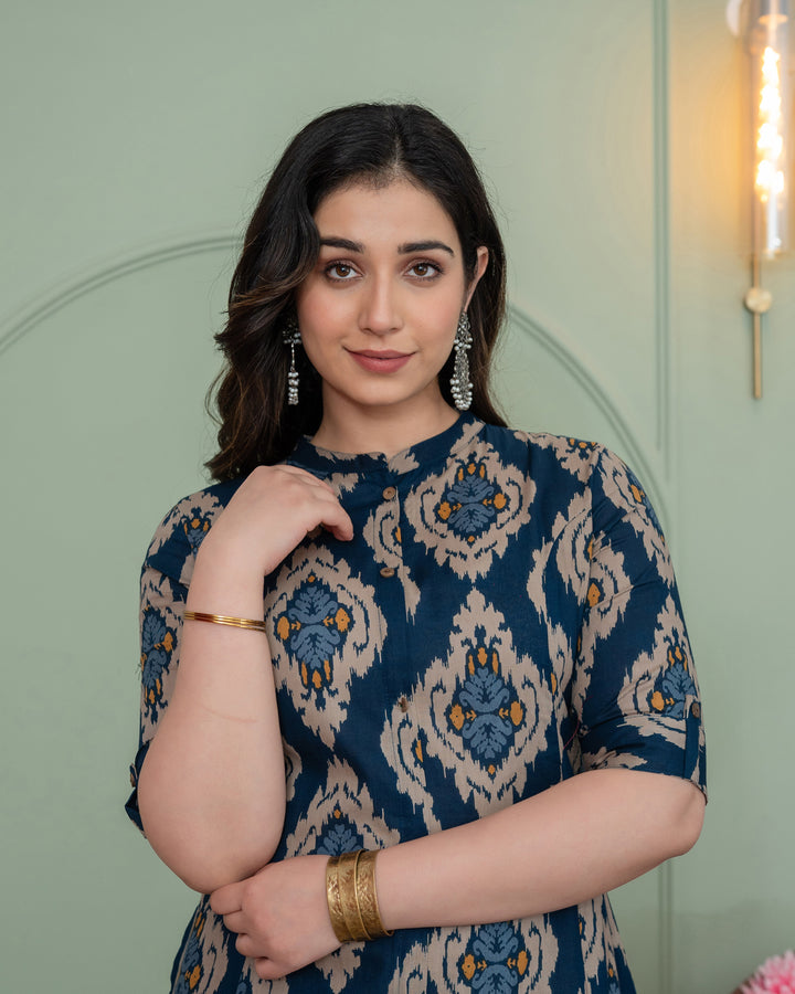 PRAKRITI NEEL A-LINE COTTON KURTA