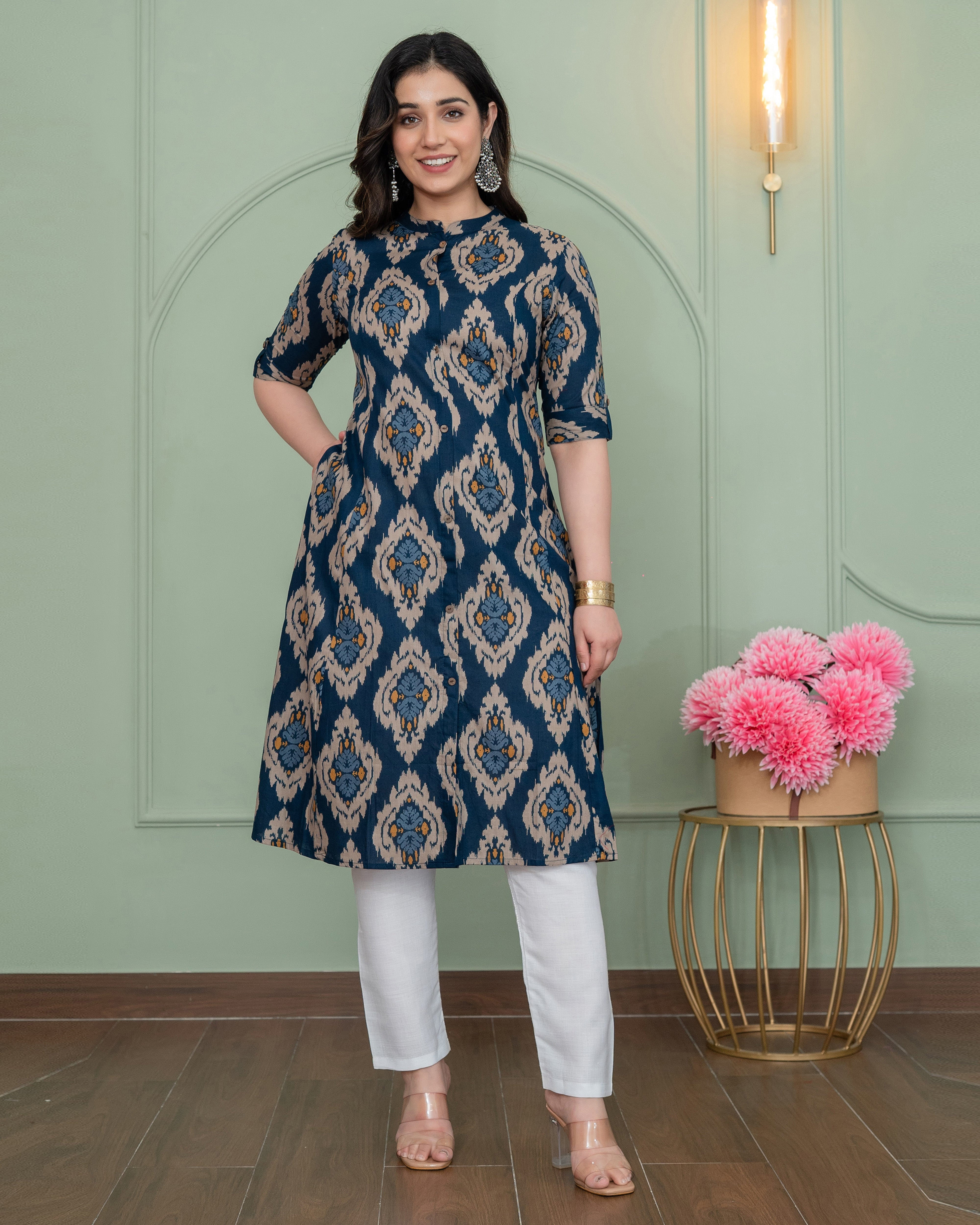 PRAKRITI NEEL A-LINE COTTON KURTA