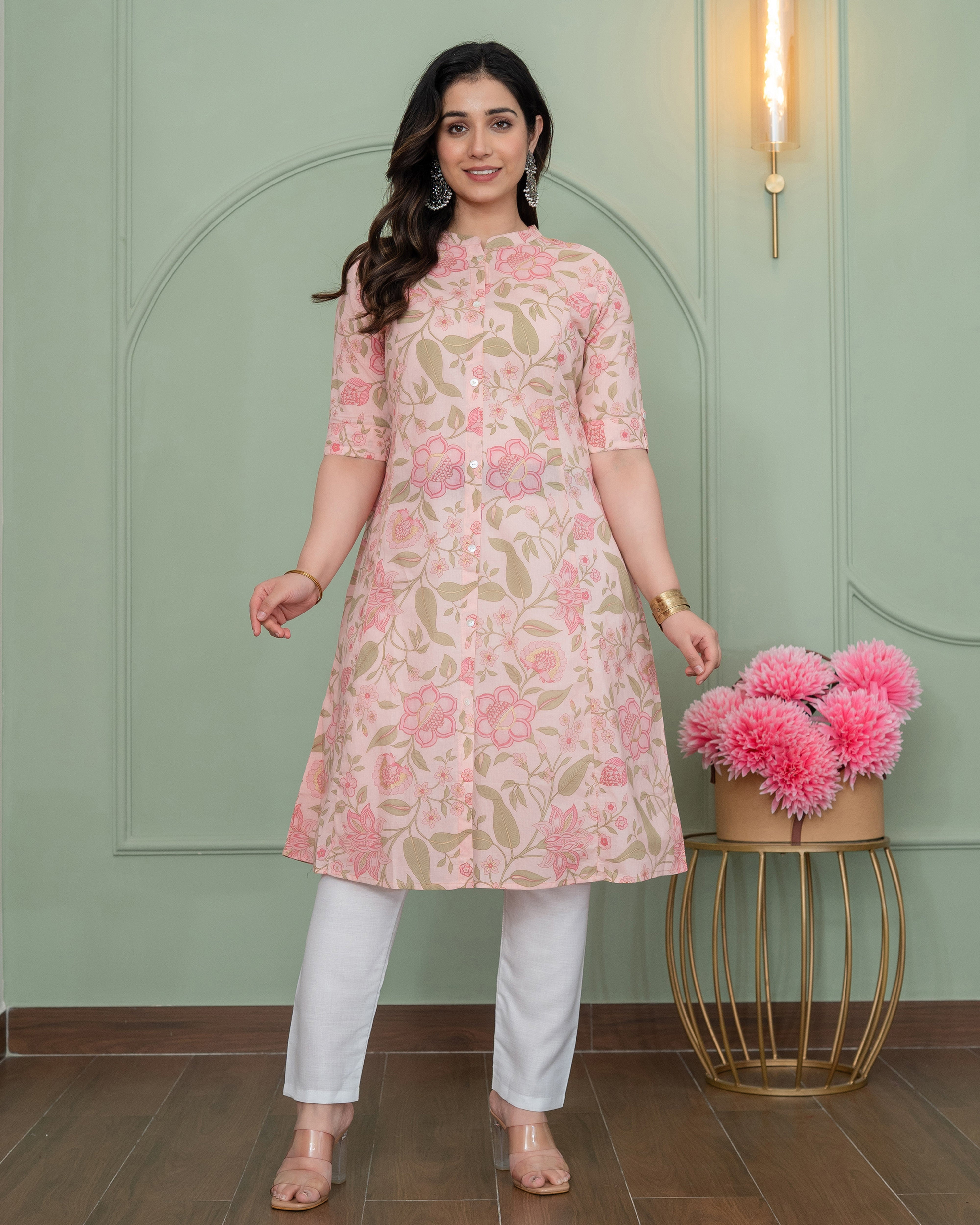 SOFT PETALS A-LINE COTTON KURTA