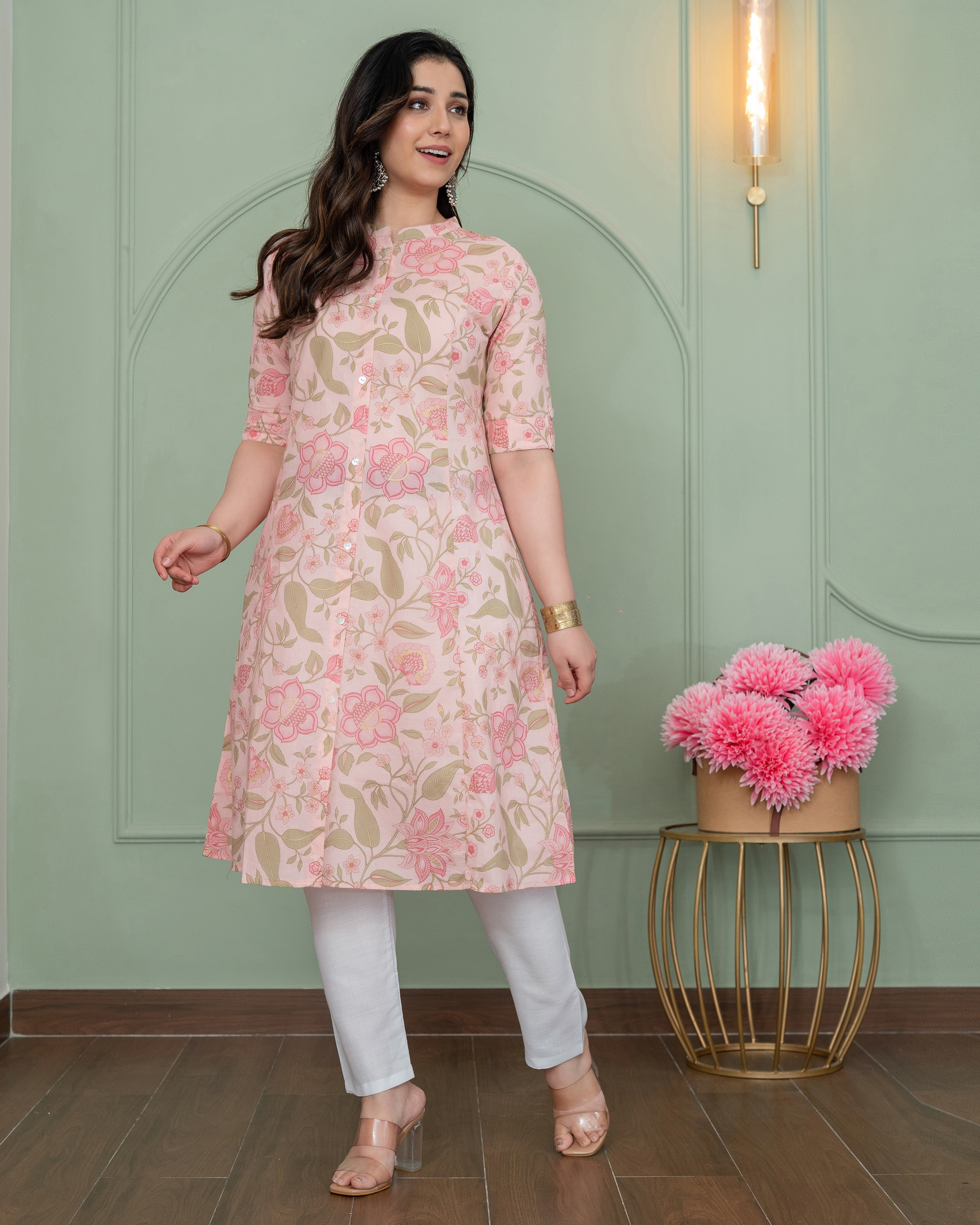 SOFT PETALS A-LINE COTTON KURTA