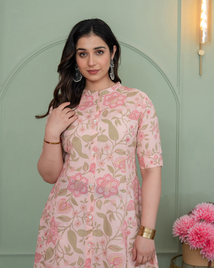 SOFT PETALS A-LINE COTTON KURTA
