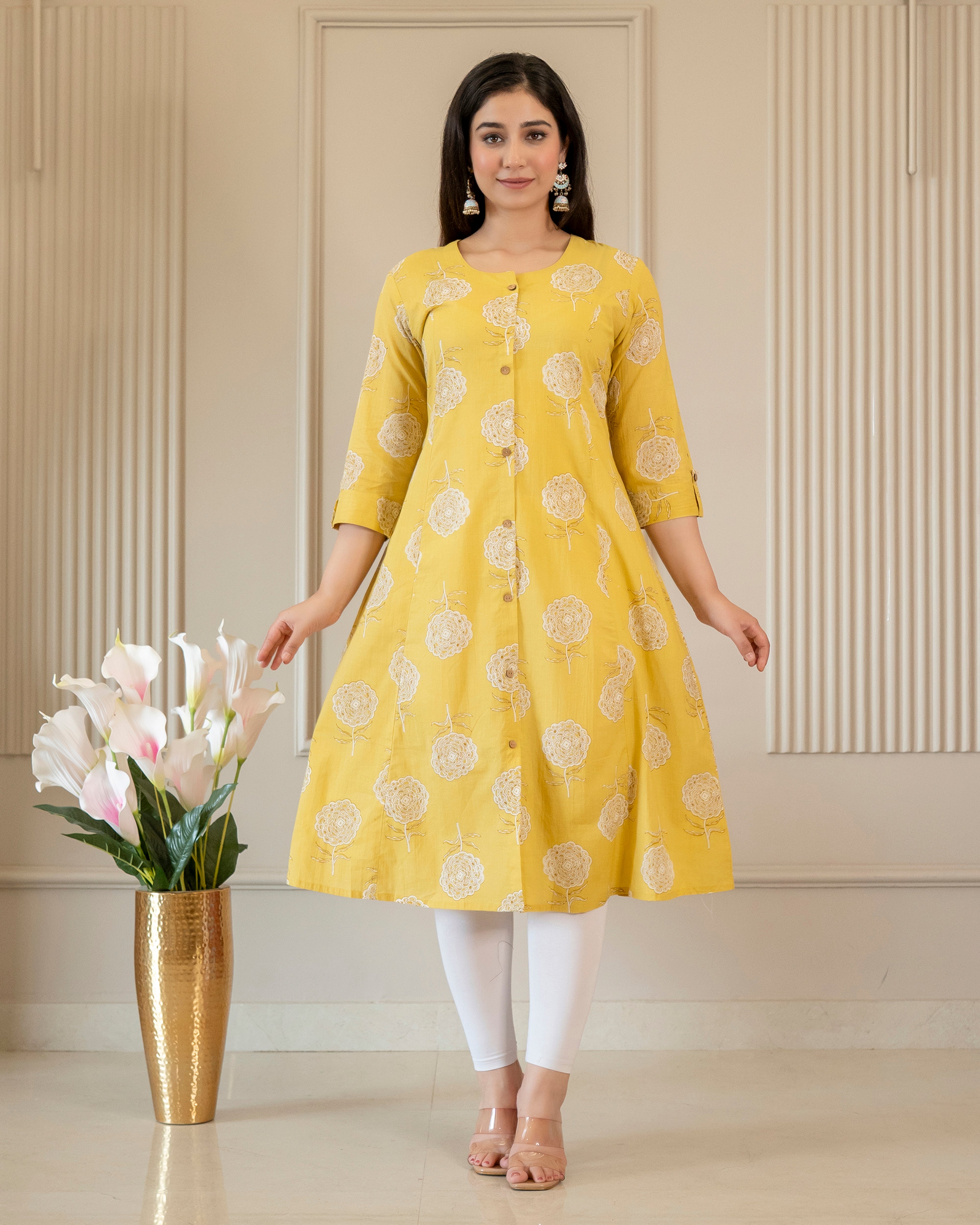 Svarna Pure Cotton A-Line Kurti