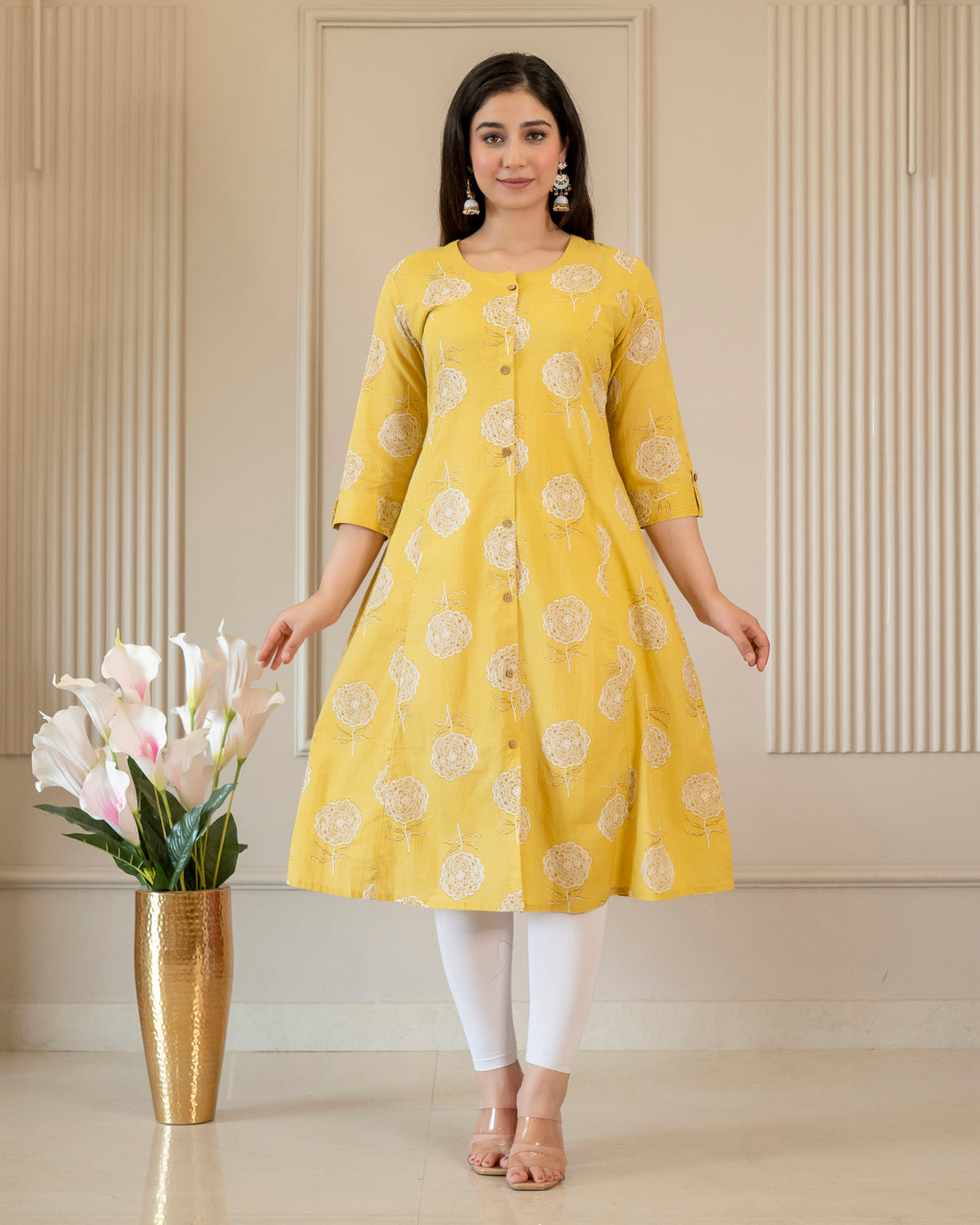 Svarna Pure Cotton A-Line Kurti