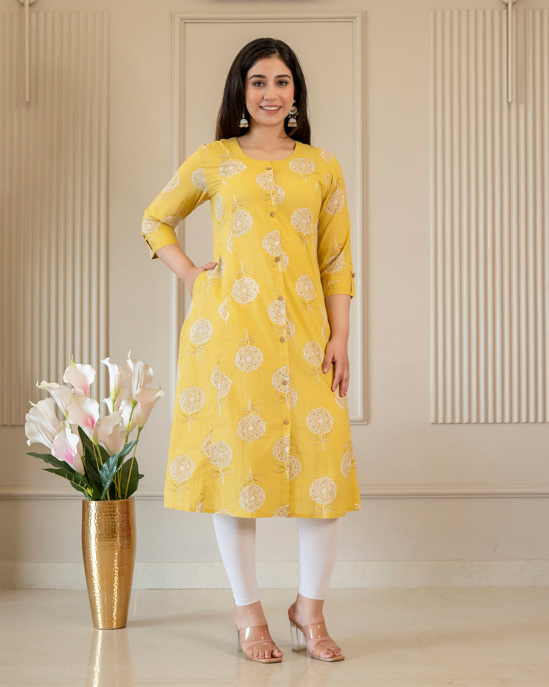 Svarna Pure Cotton A-Line Kurti