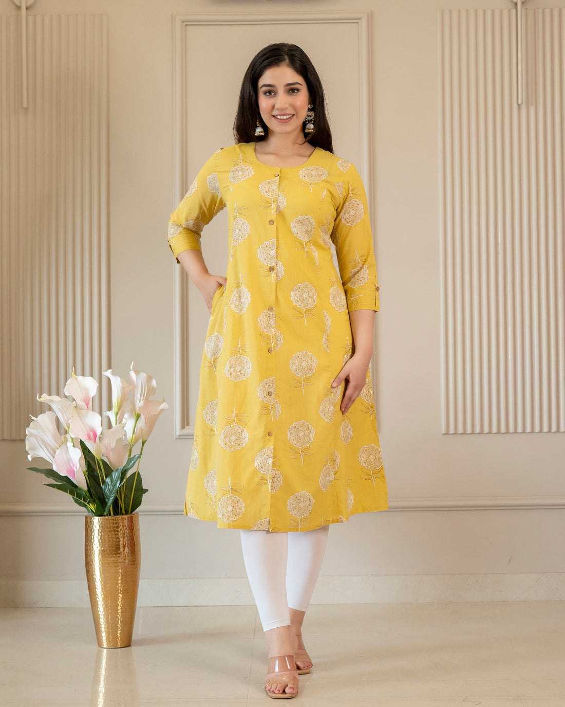 Svarna Pure Cotton A-Line Kurti