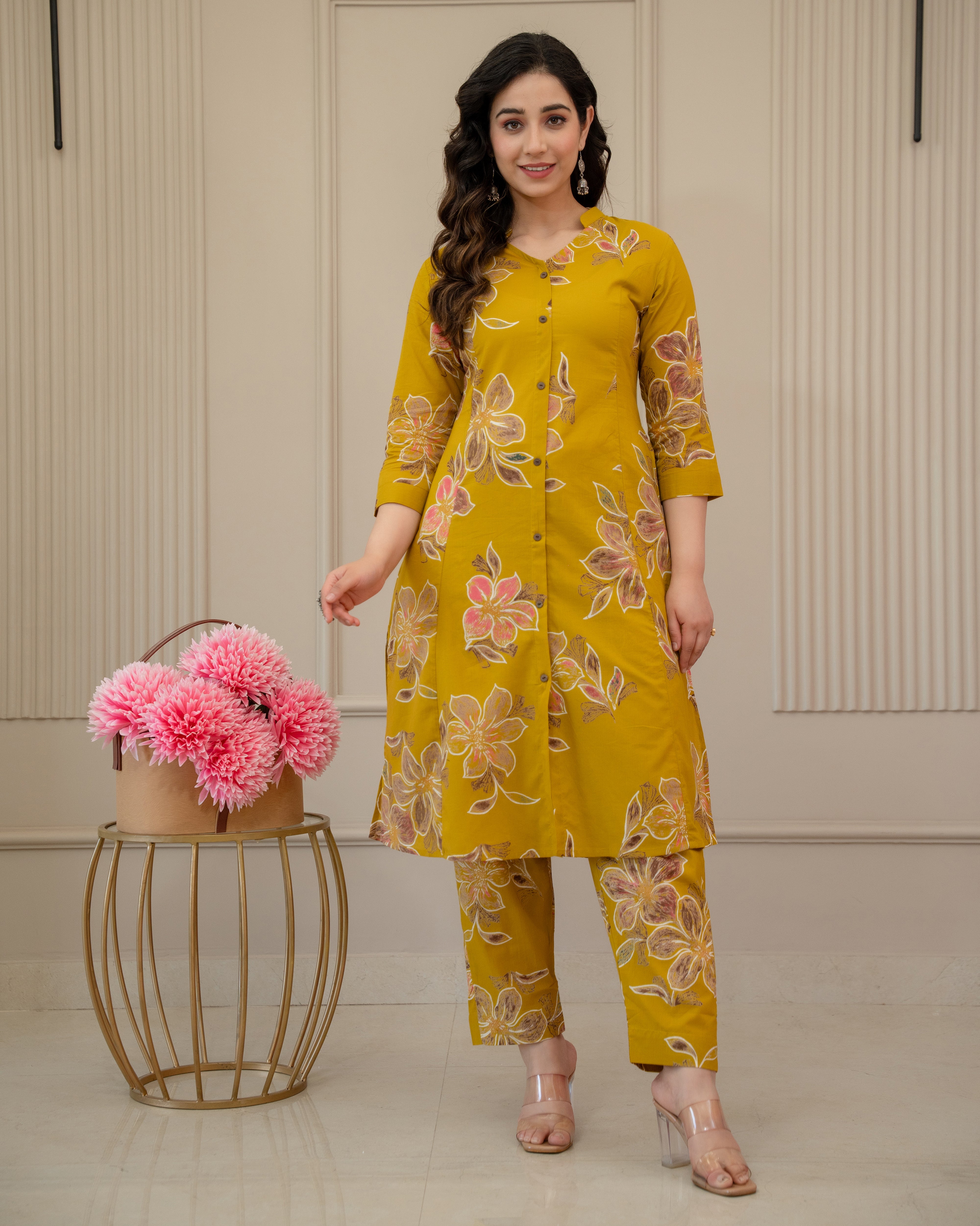 HARSHIKA FLORAL COTTON A-LINE CO-ORD SET