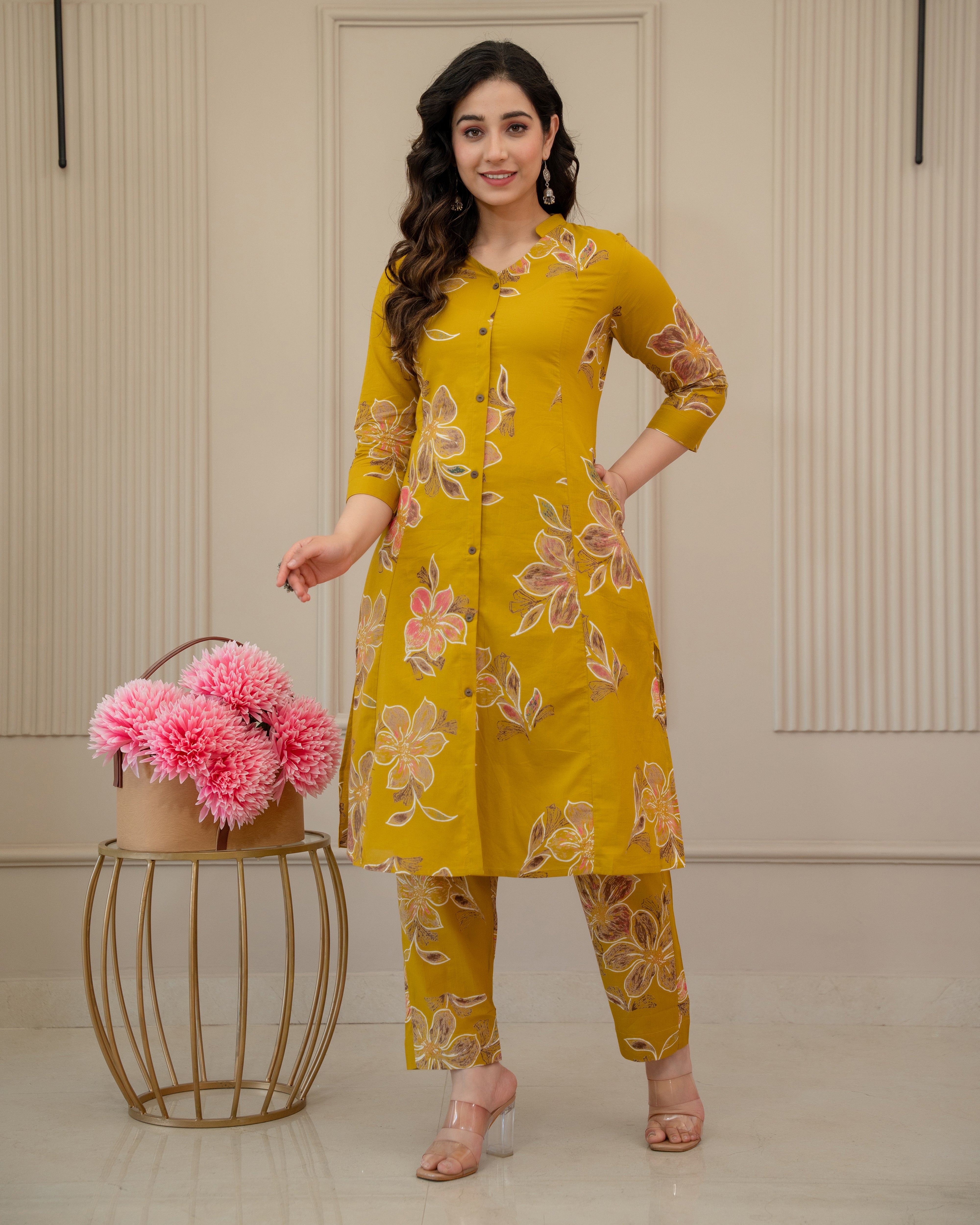 HARSHIKA FLORAL COTTON A-LINE CO-ORD SET