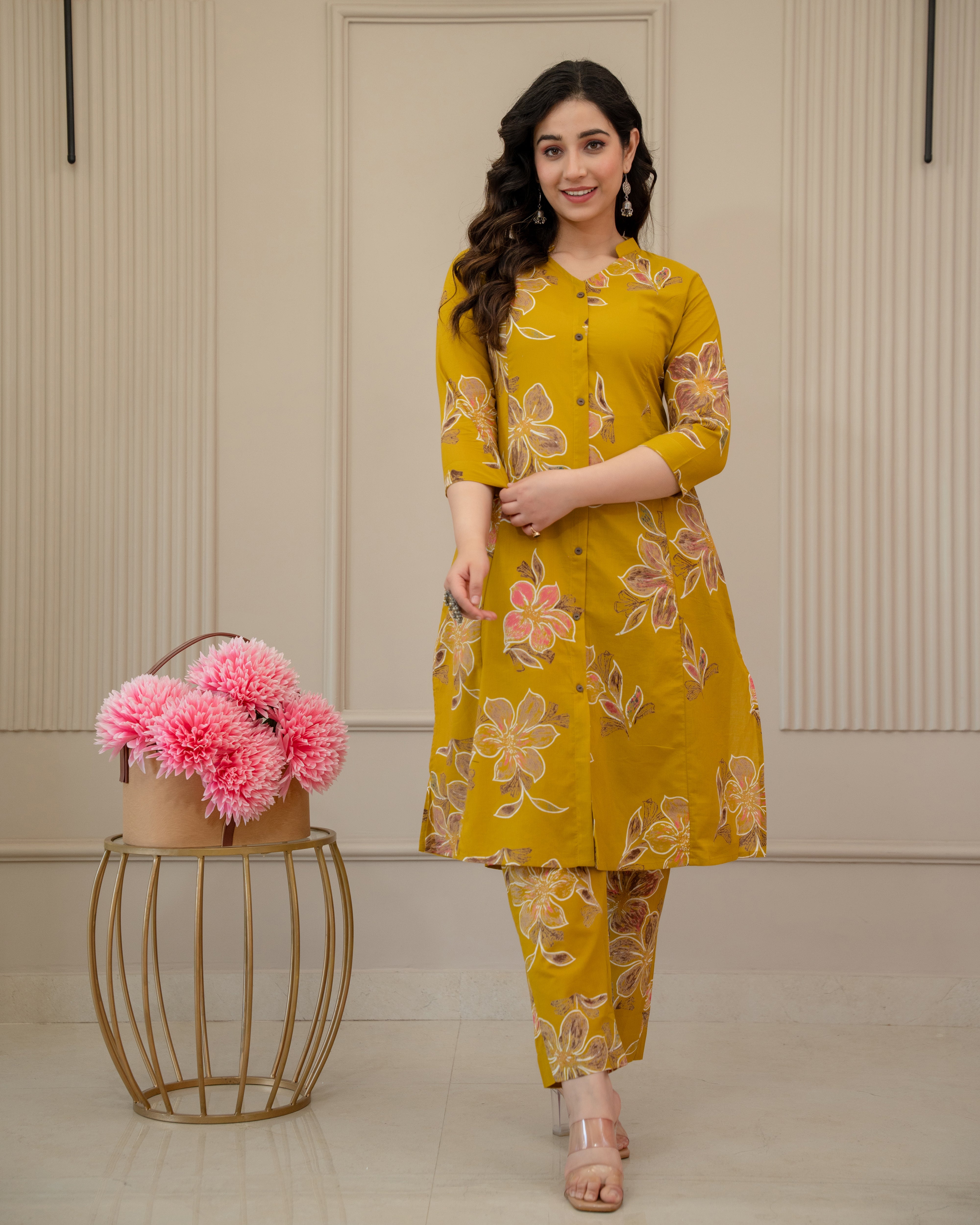 HARSHIKA FLORAL COTTON A-LINE CO-ORD SET