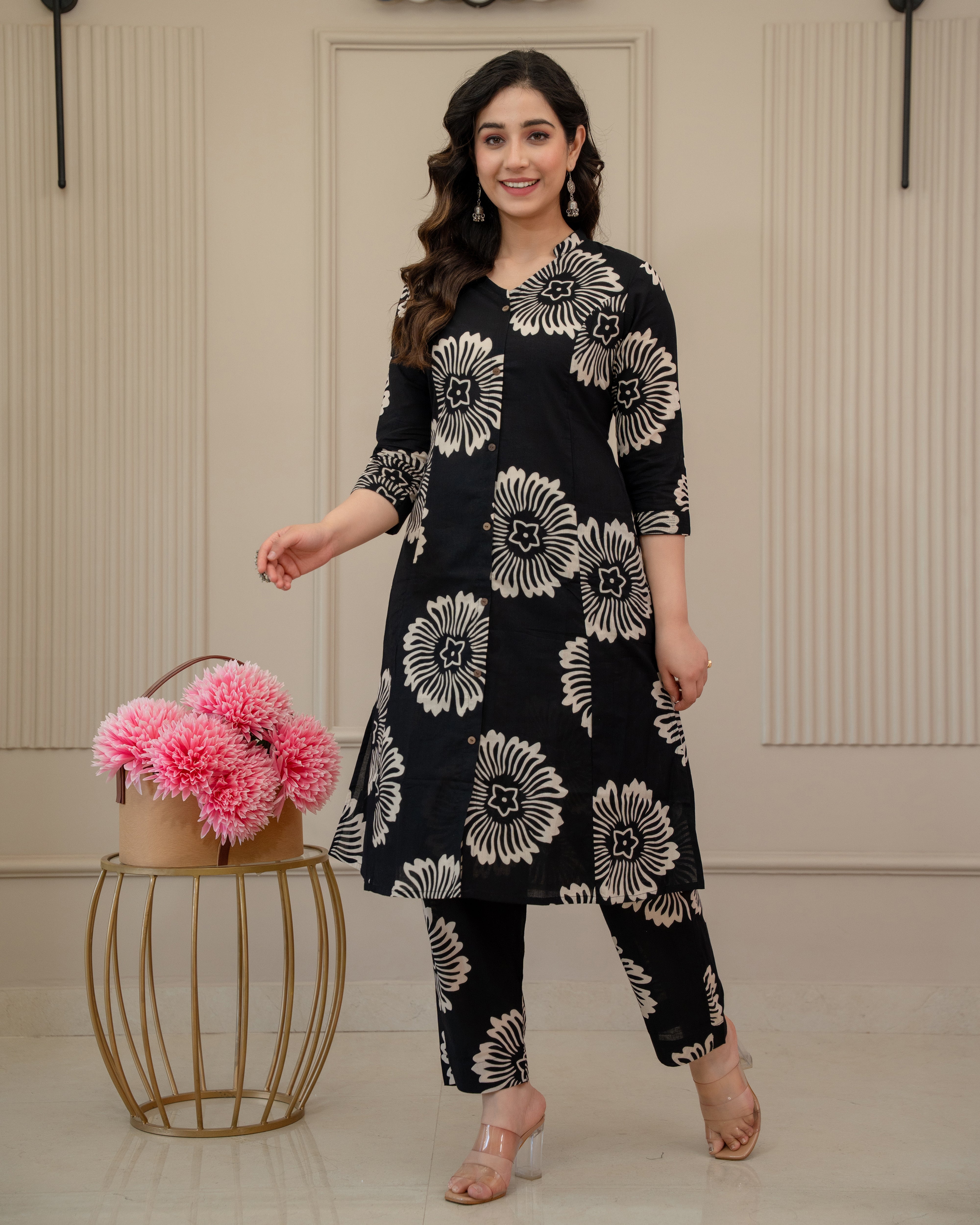 CHANDRA PHOOL COTTON A-LINE CO-ORD SET