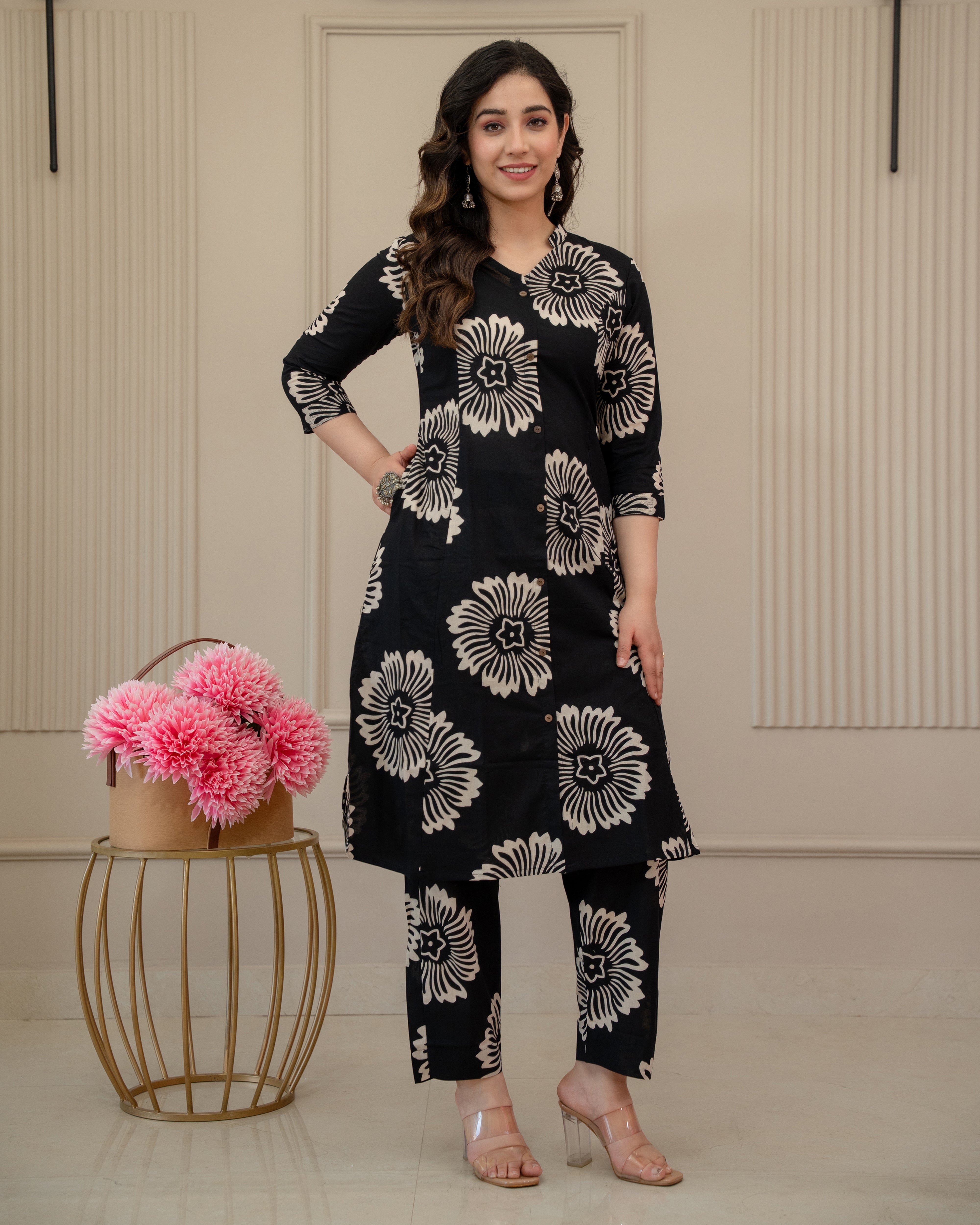 CHANDRA PHOOL COTTON A-LINE CO-ORD SET