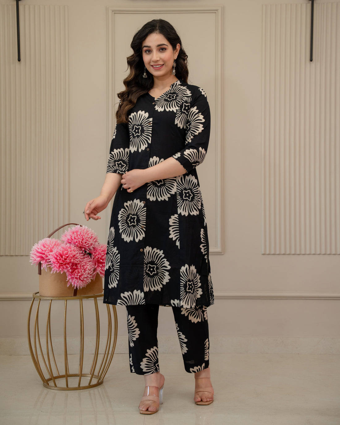 CHANDRA PHOOL COTTON A-LINE CO-ORD SET