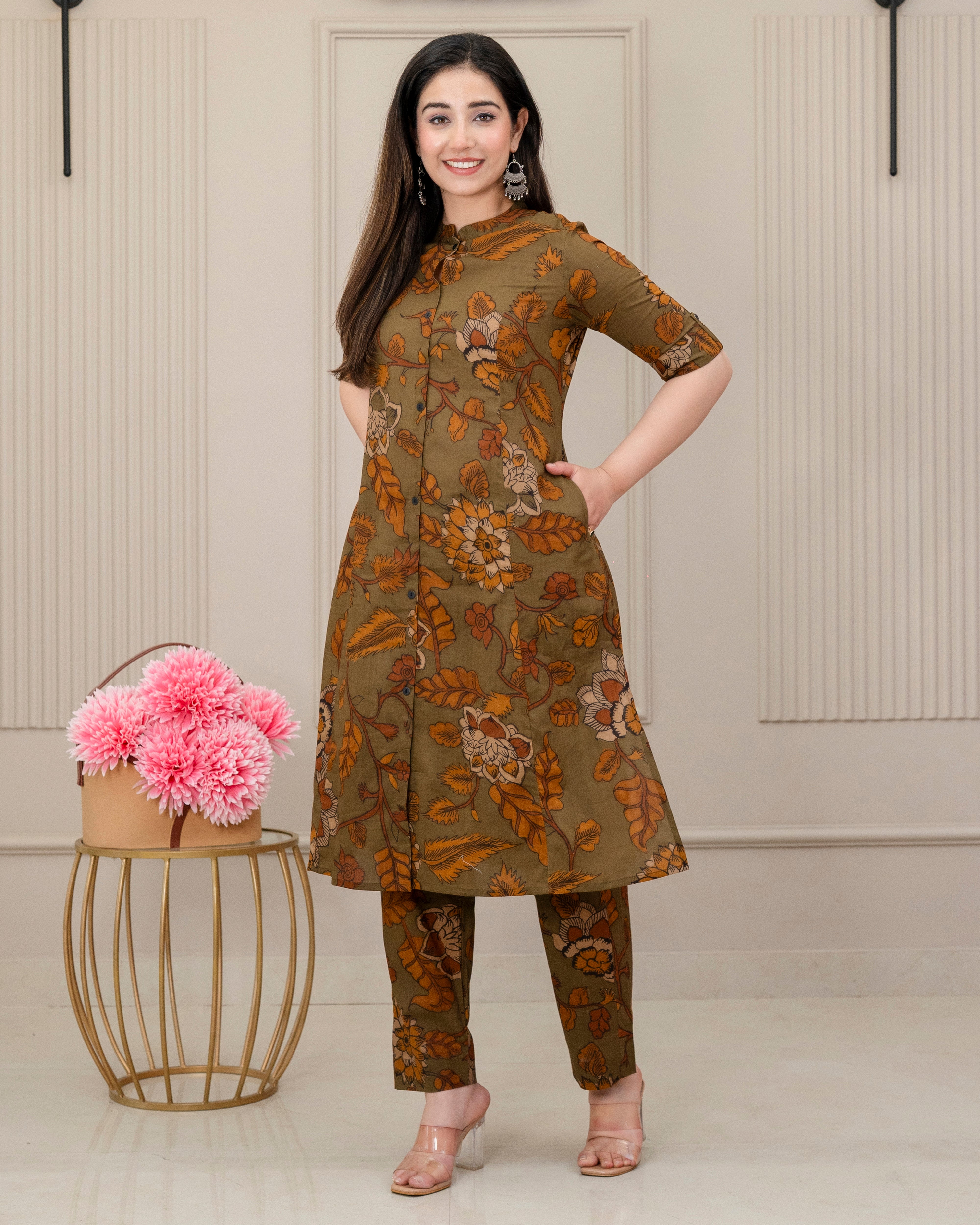 VASUNDHARA COTTON A-LINE CO-ORD SET
