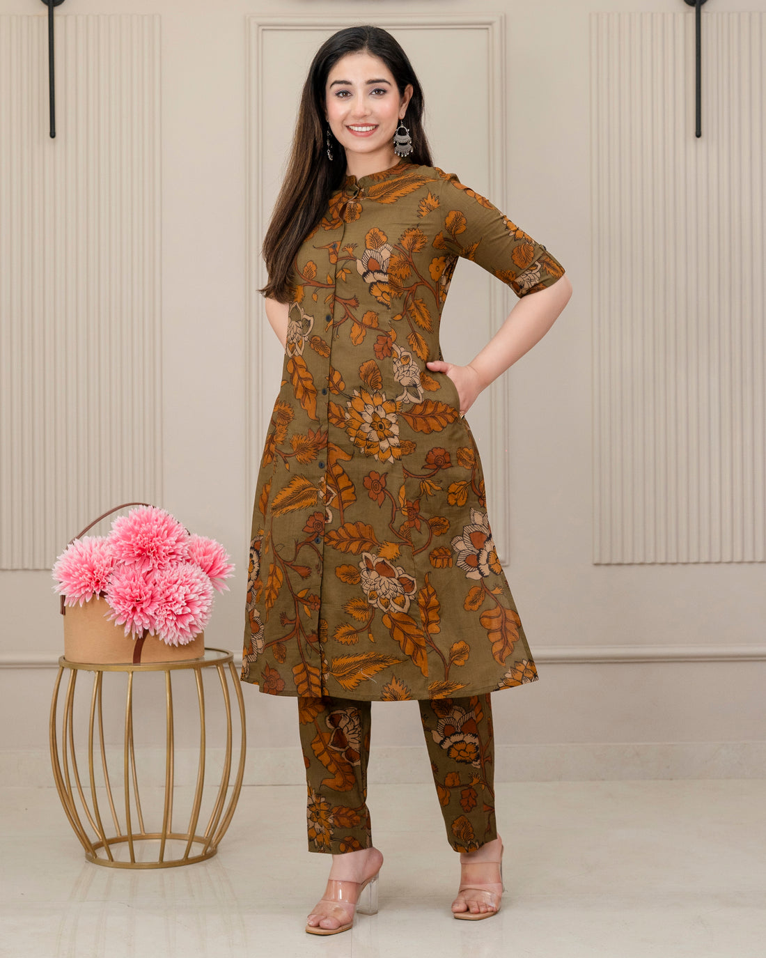 VASUNDHARA COTTON A-LINE CO-ORD SET