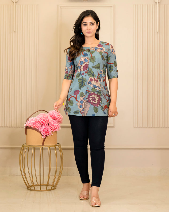 Neelima Pure Cotton Kalamkari Short Top
