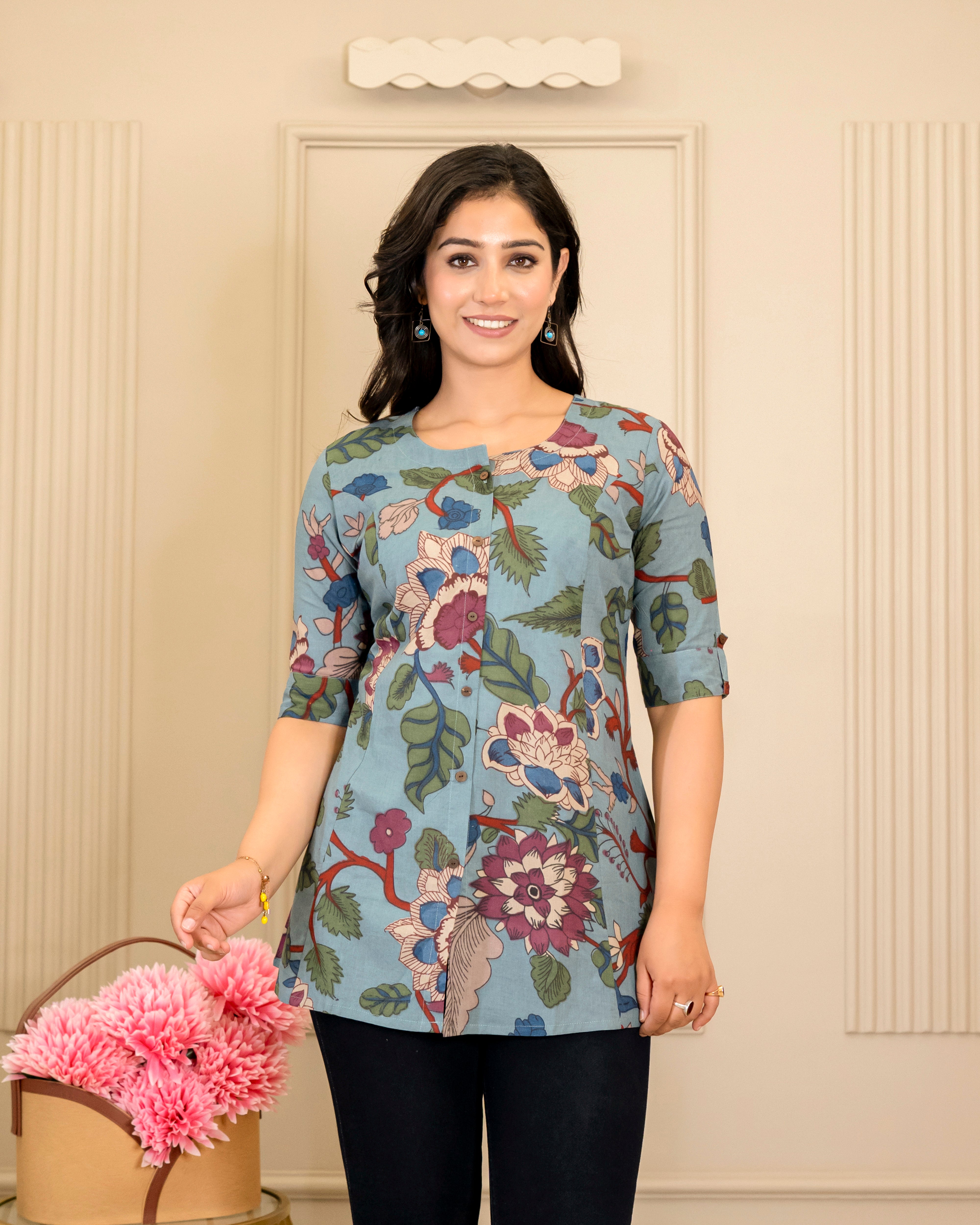Neelima Pure Cotton Kalamkari Short Top