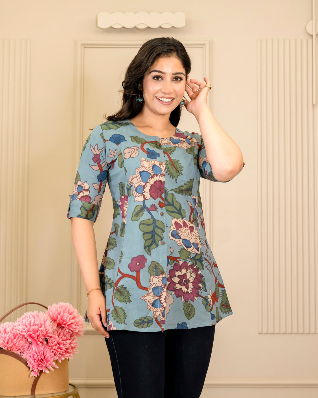 Neelima Pure Cotton Kalamkari Short Top