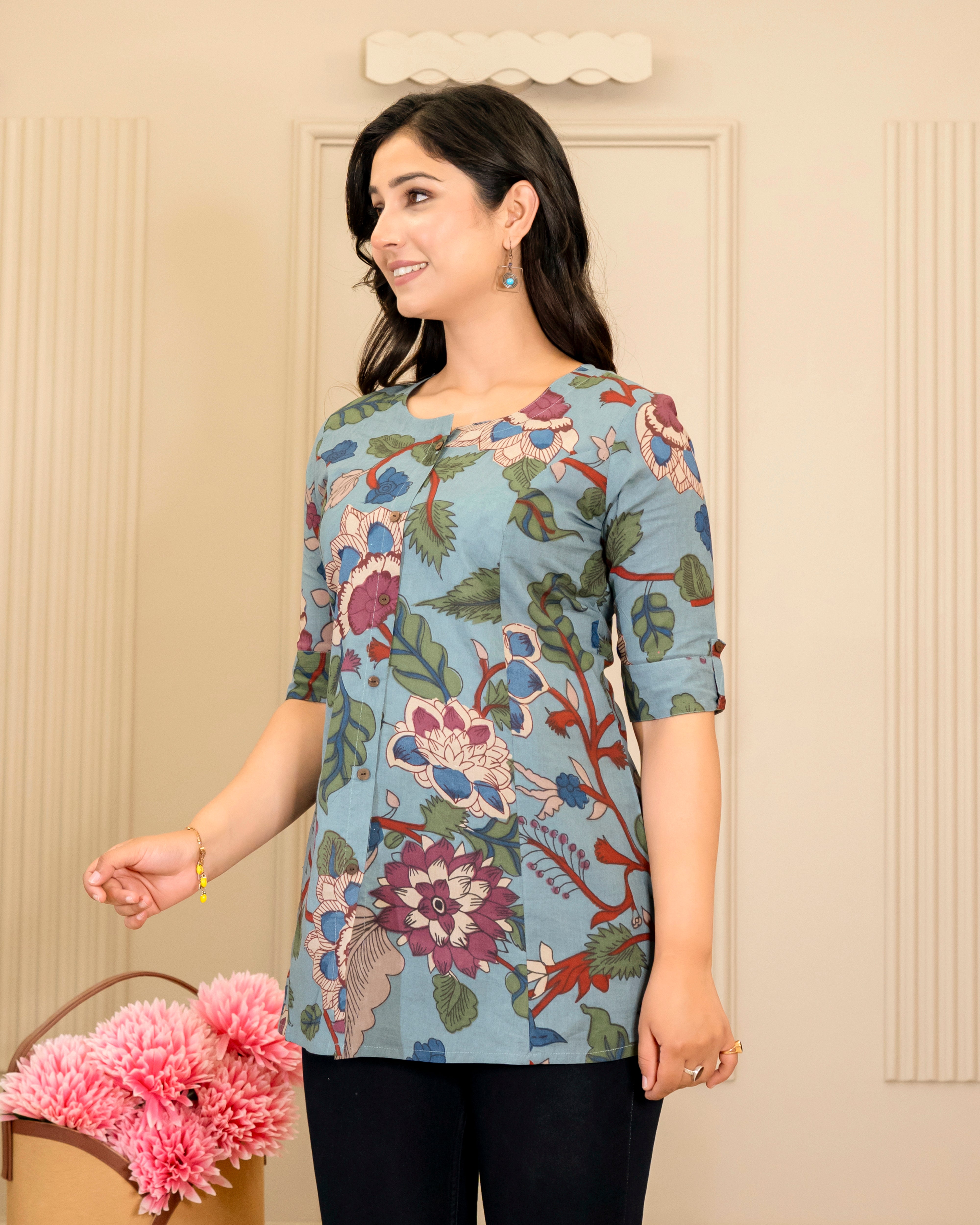 Neelima Pure Cotton Kalamkari Short Top