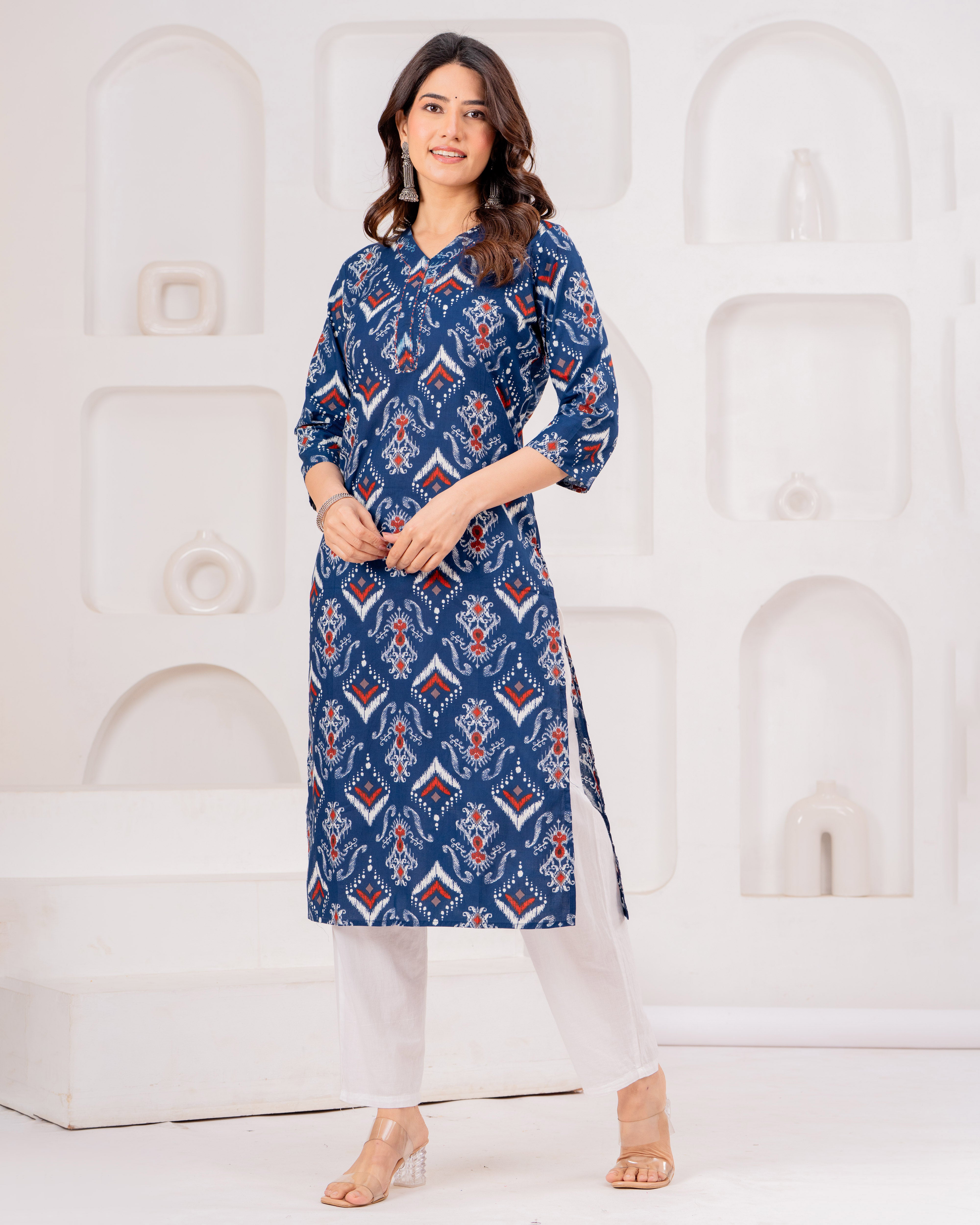The Azure Ikat Heritage Kurta