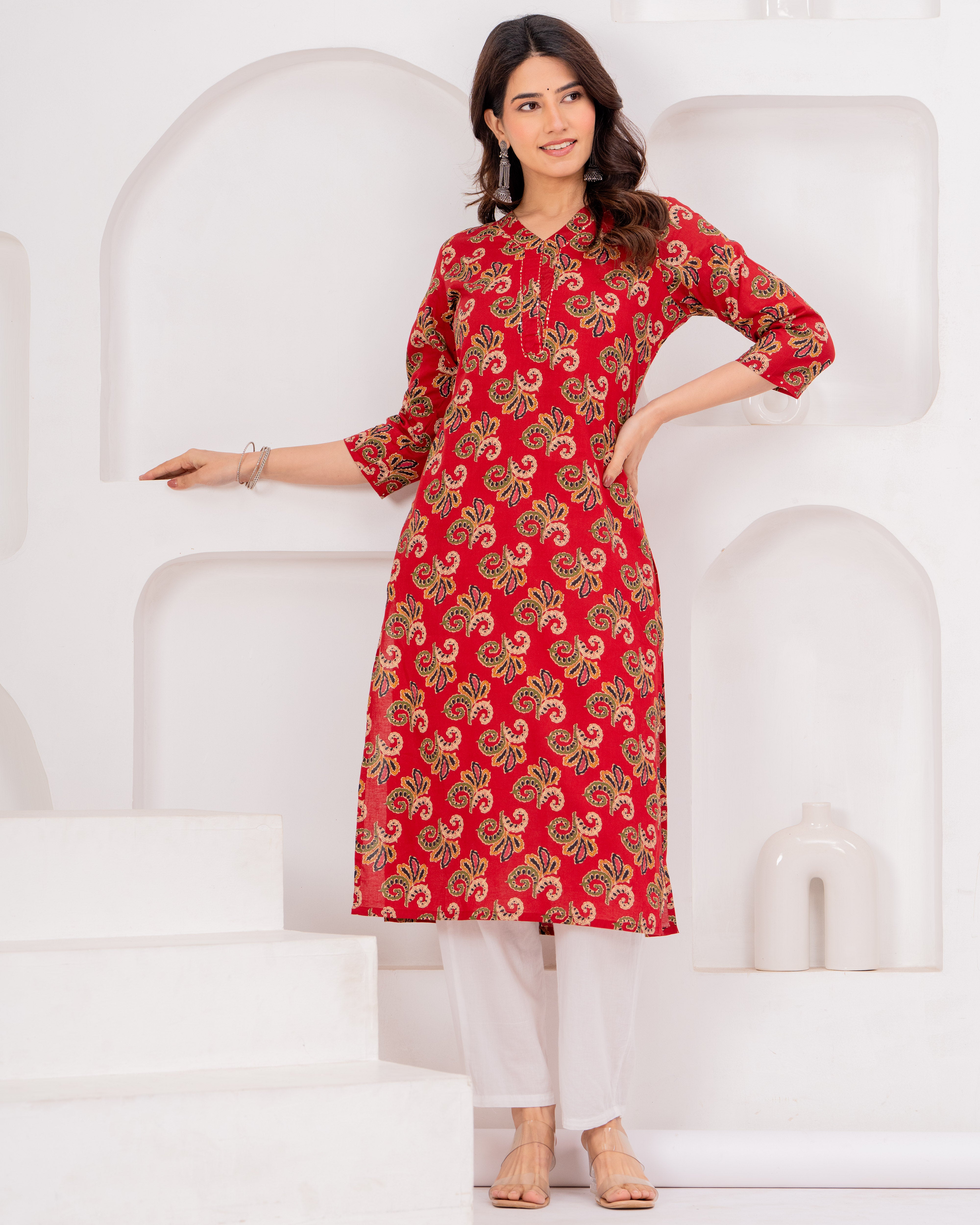 The Crimson Paisley Prism Kurta