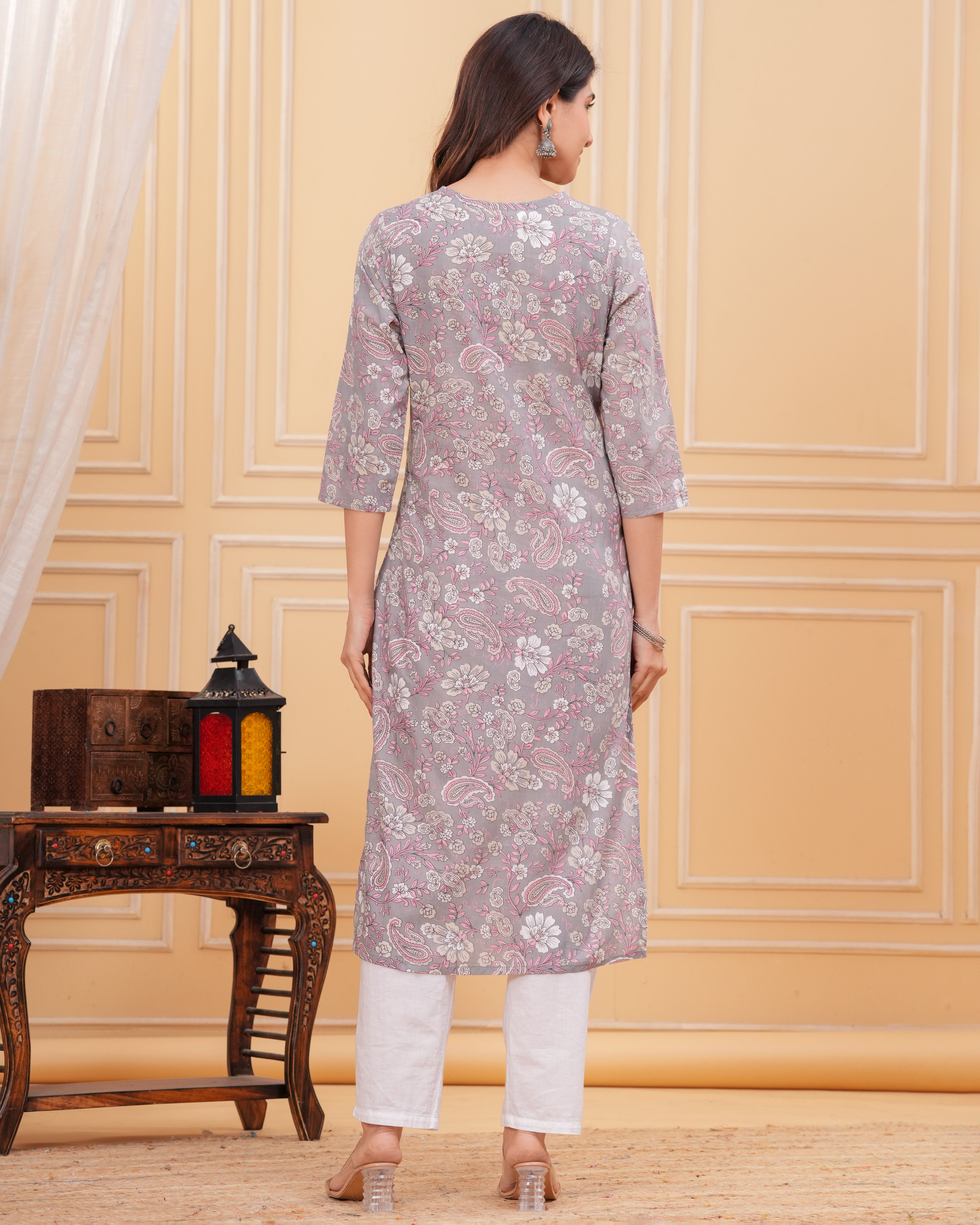 The Dove Grey Paisley Harmony Kurta