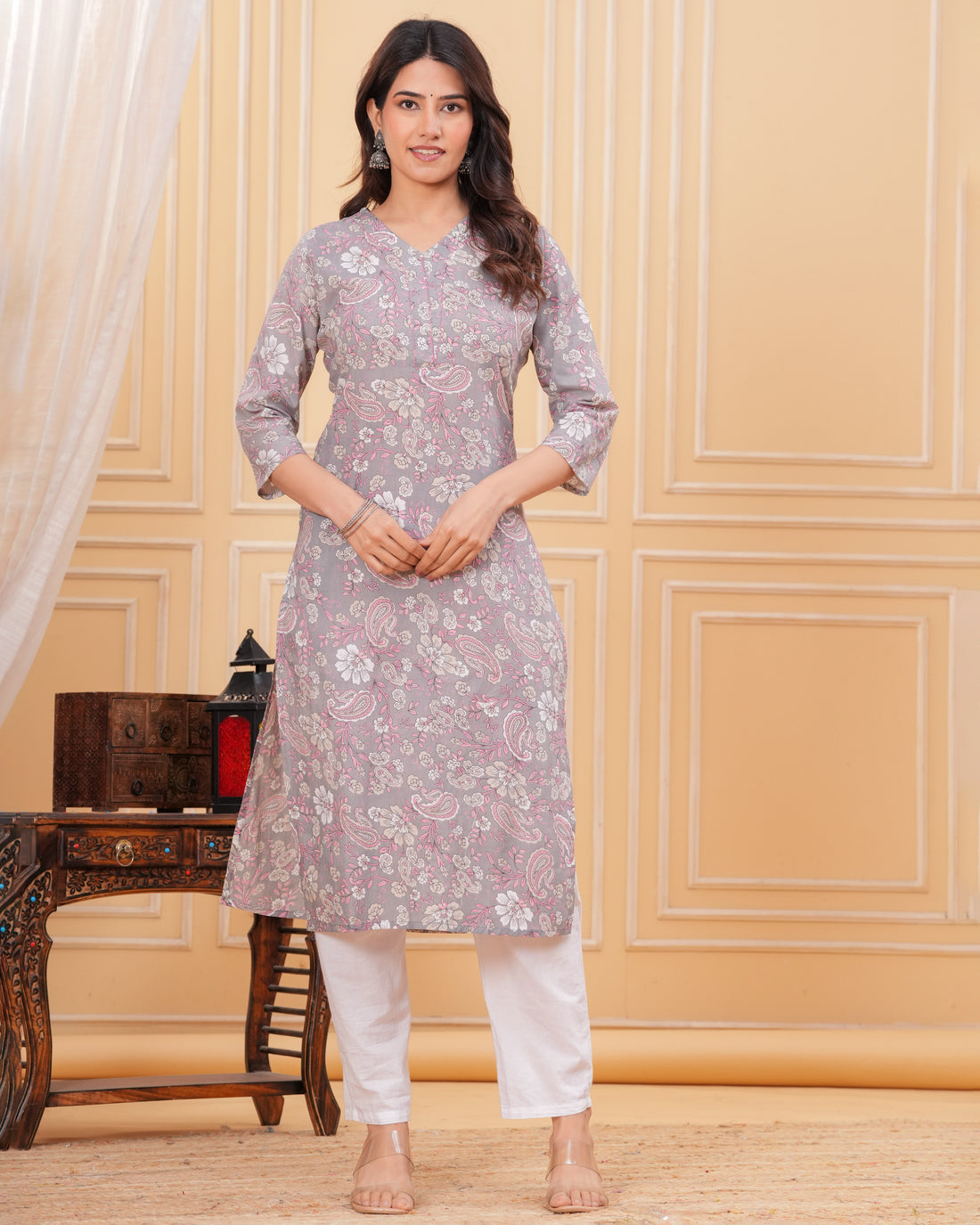 The Dove Grey Paisley Harmony Kurta