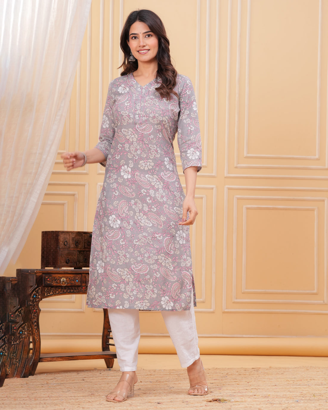 The Dove Grey Paisley Harmony Kurta