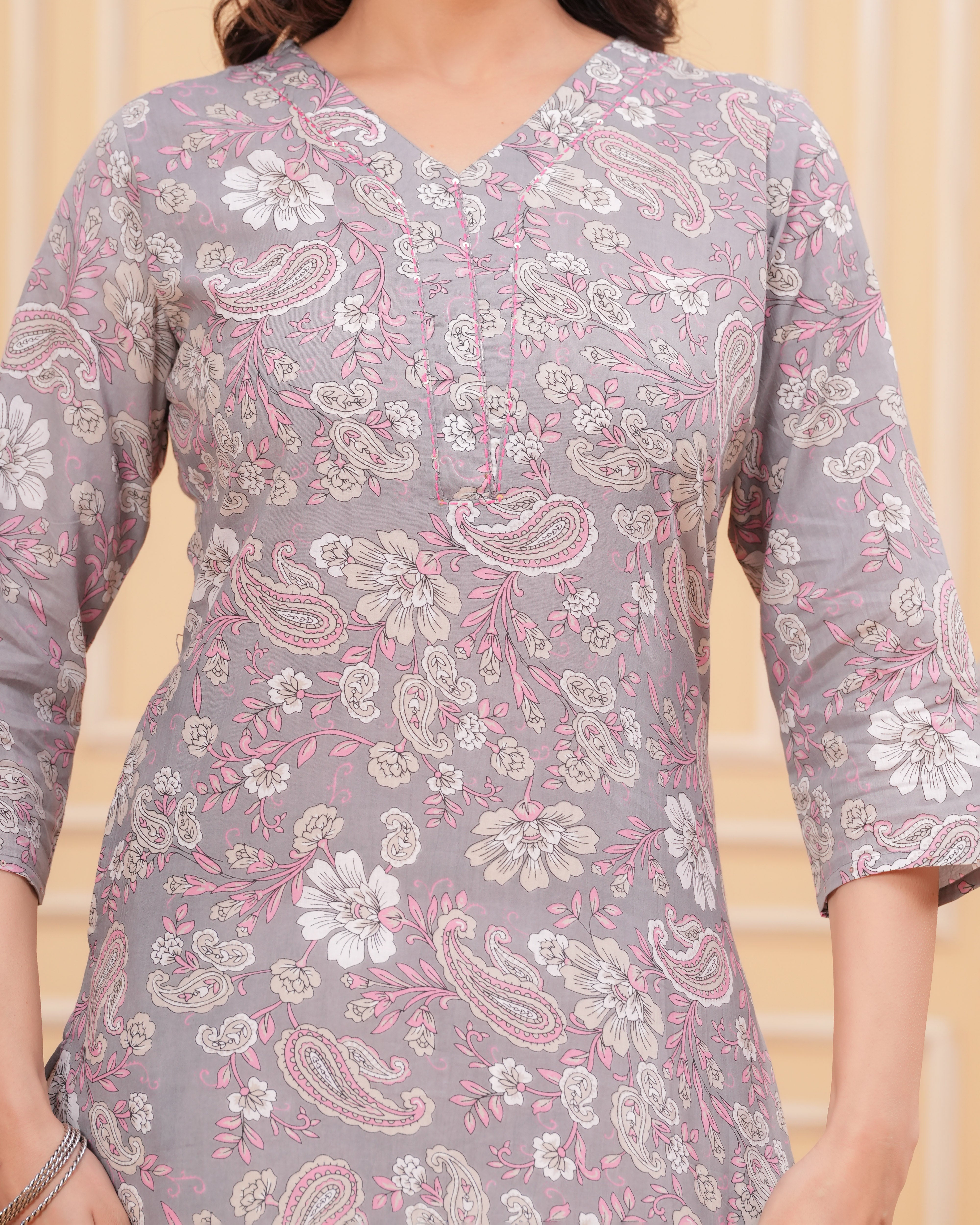 The Dove Grey Paisley Harmony Kurta