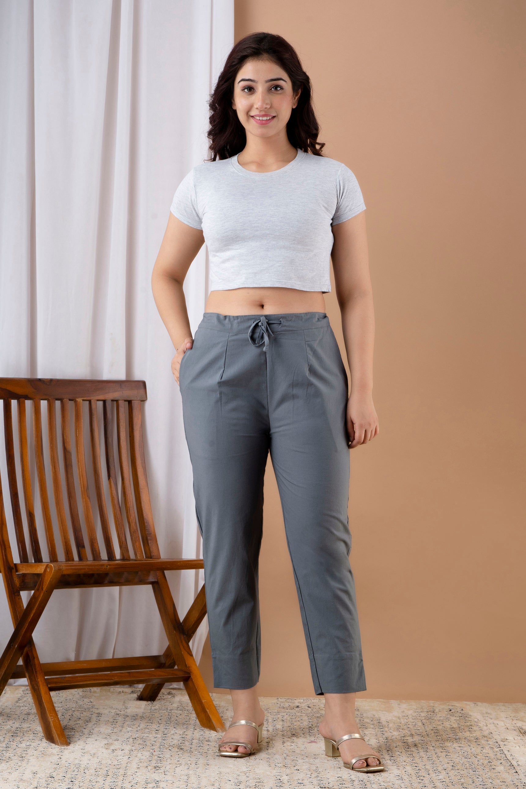 PURE COTTON PANT - L GRAY