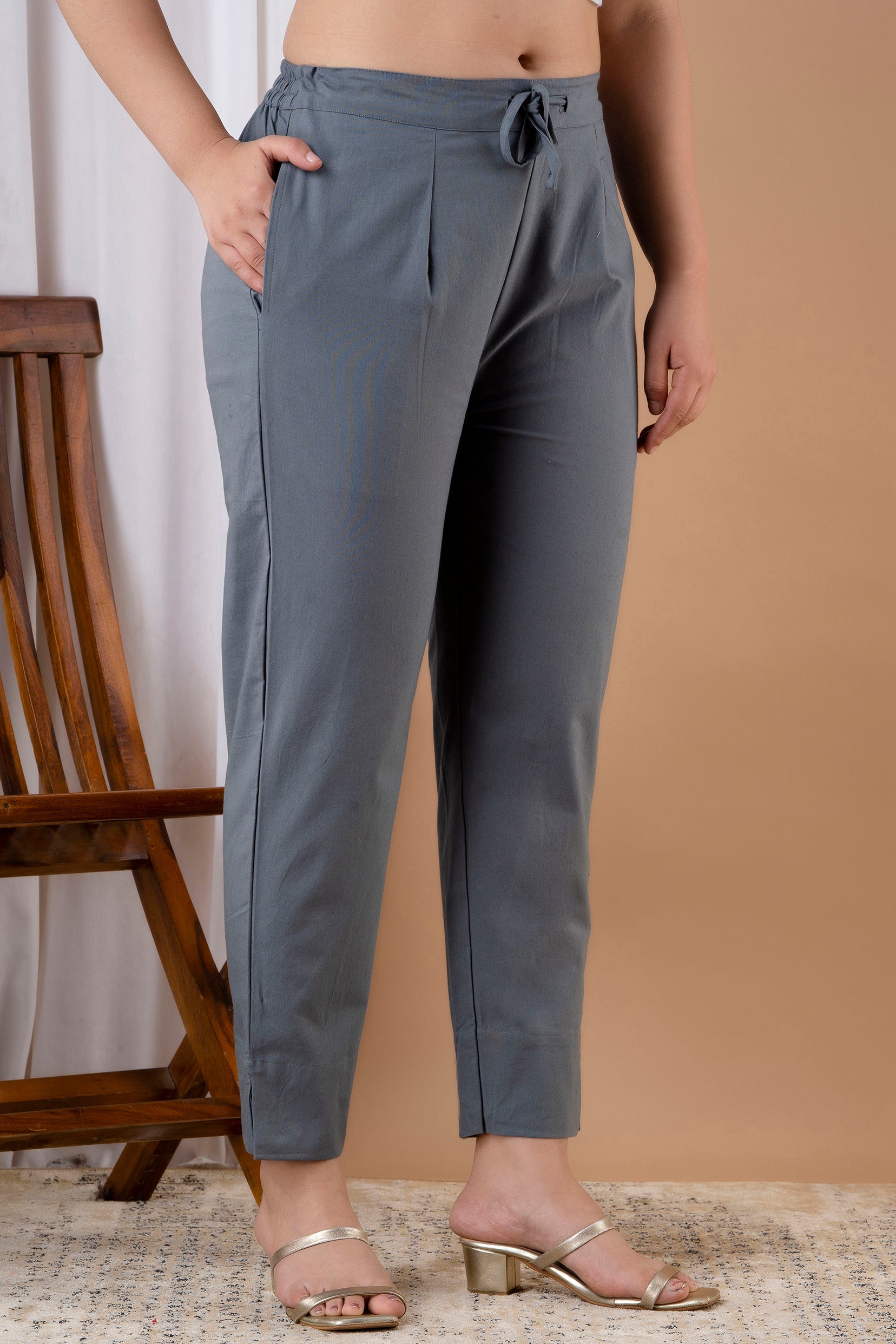 PURE COTTON PANT - L GRAY