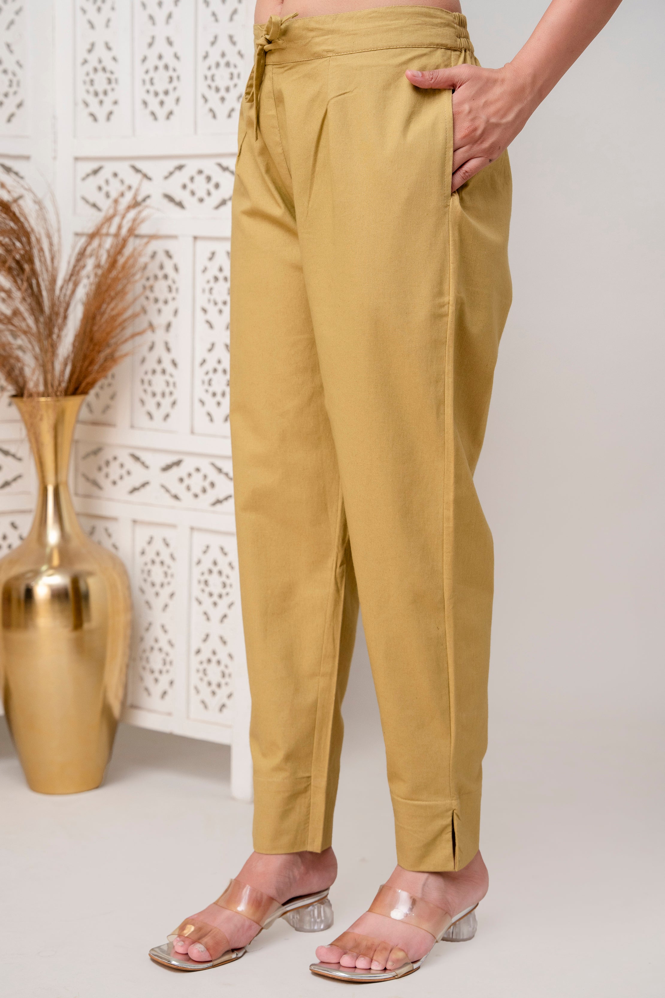 PURE COTTON PANT - BISCUIT