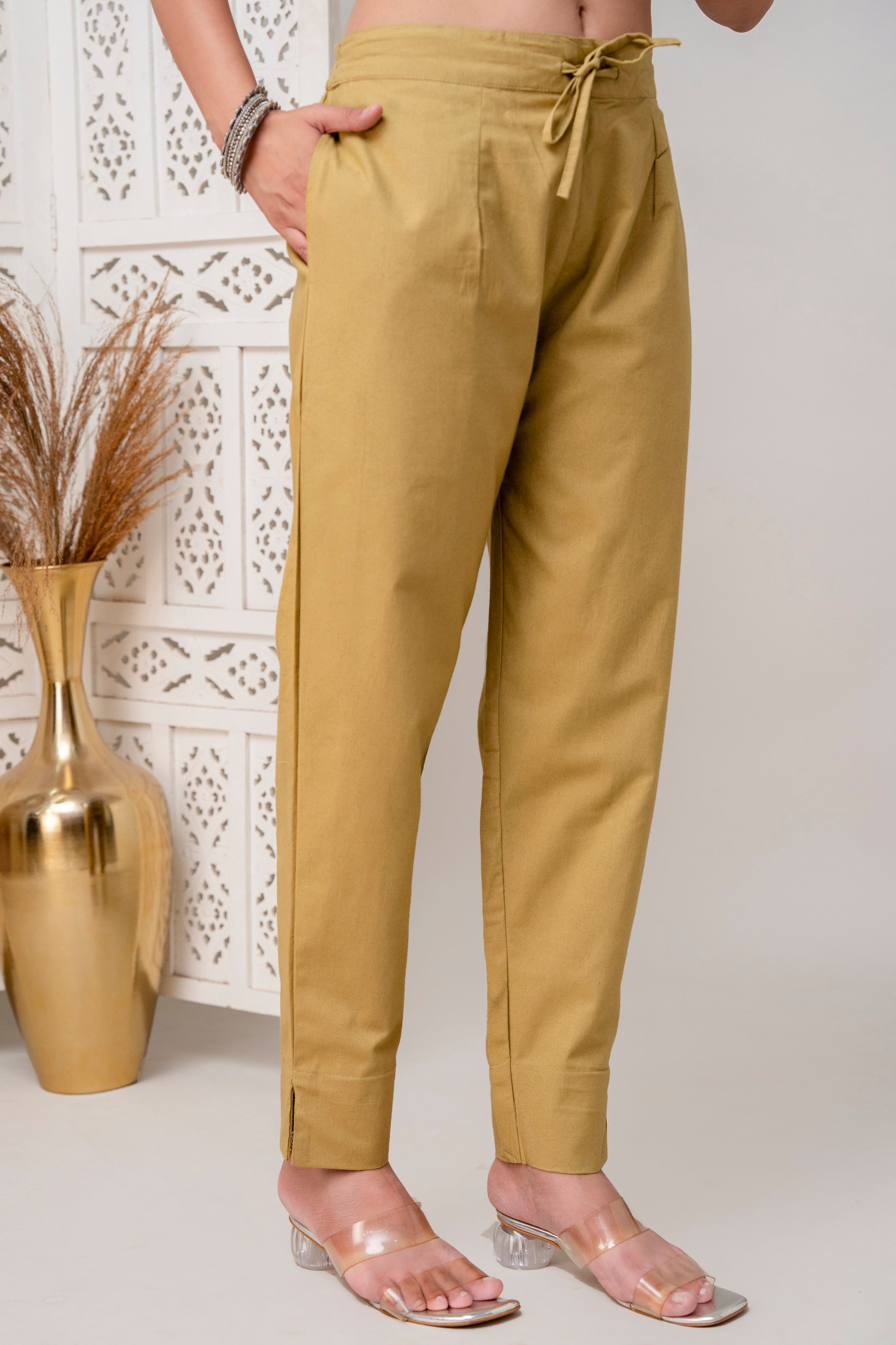 PURE COTTON PANT - BISCUIT