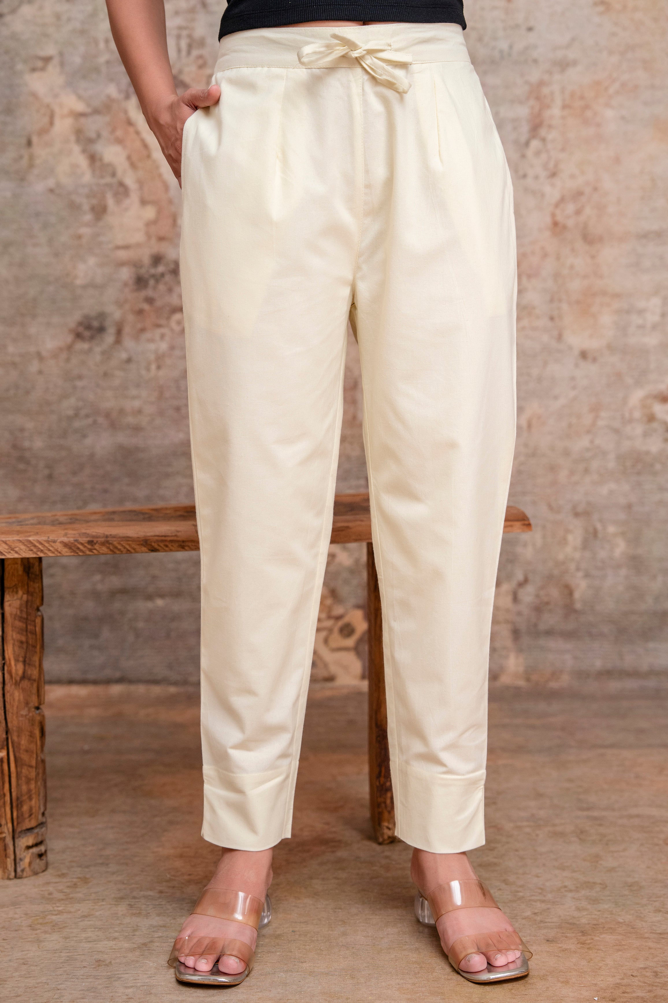 PURE COTTON PANT - CREEM