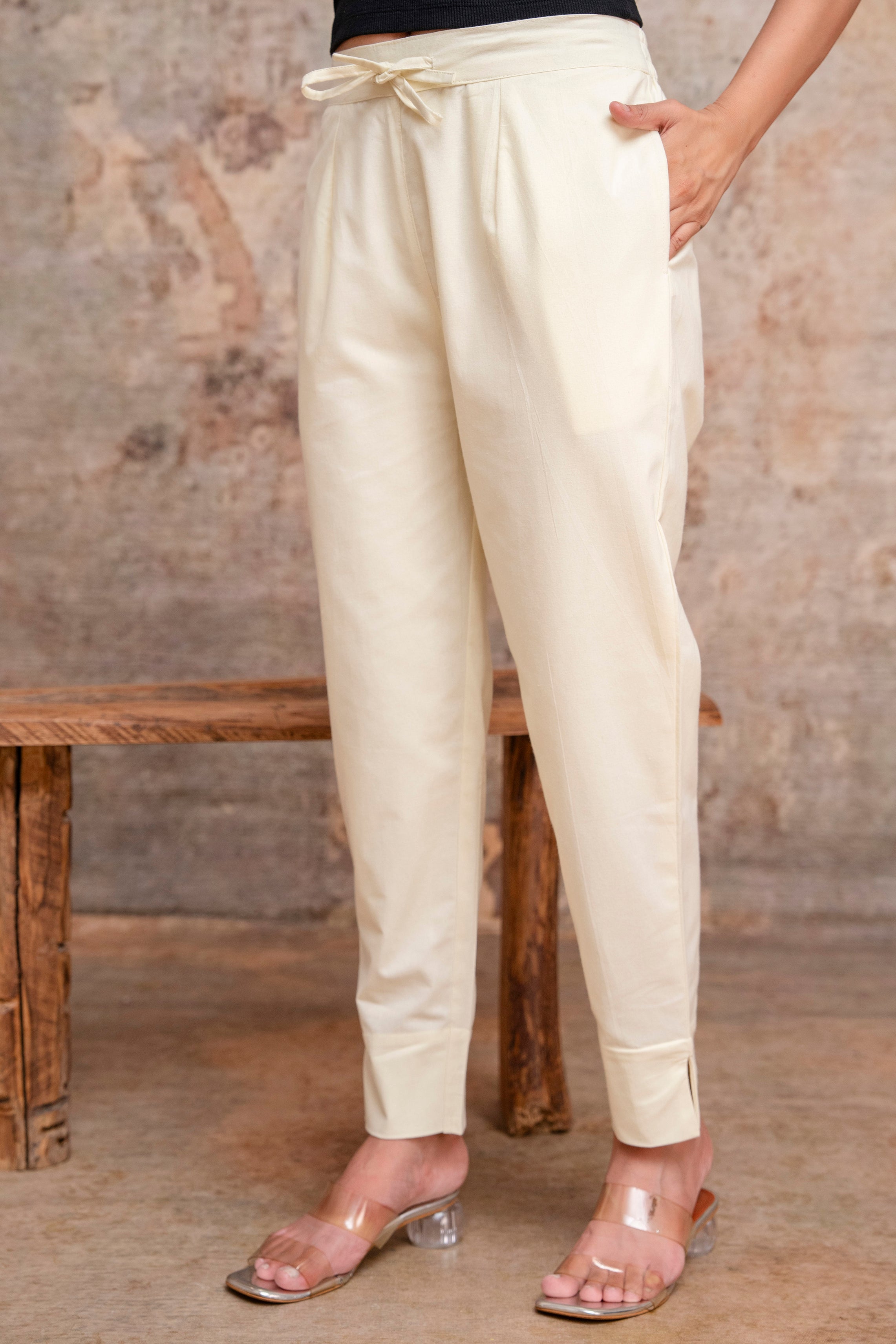PURE COTTON PANT - CREEM