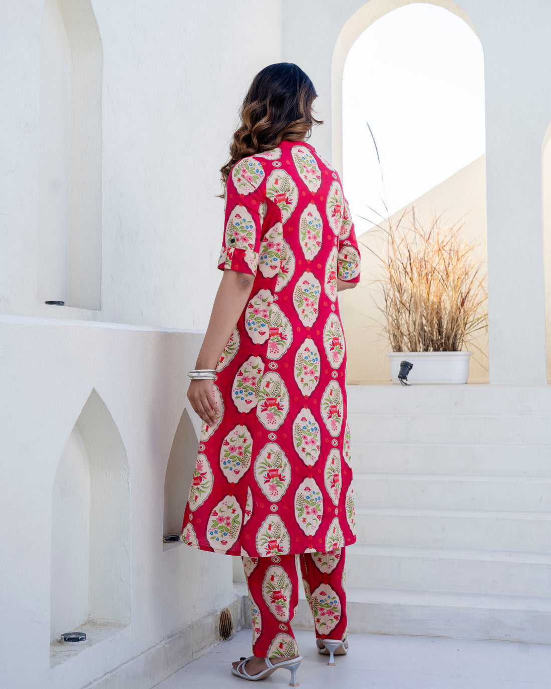 The 'Gul' Pink Floral A-Line Co-ord Set