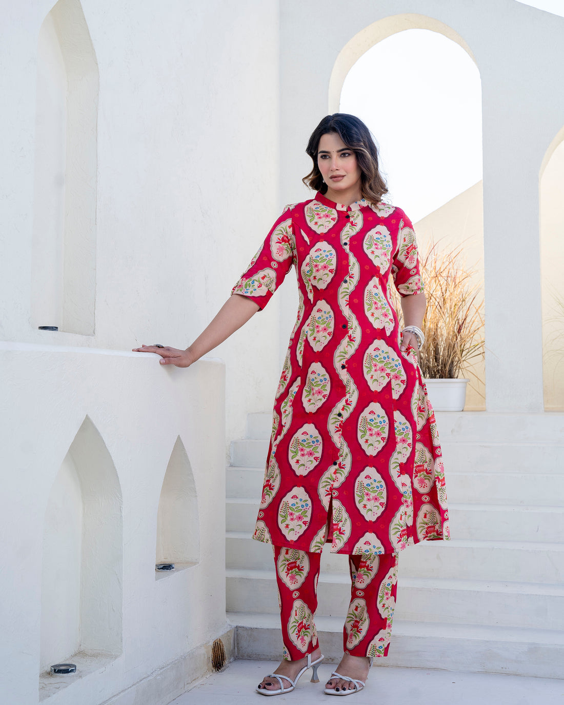 The 'Gul' Pink Floral A-Line Co-ord Set