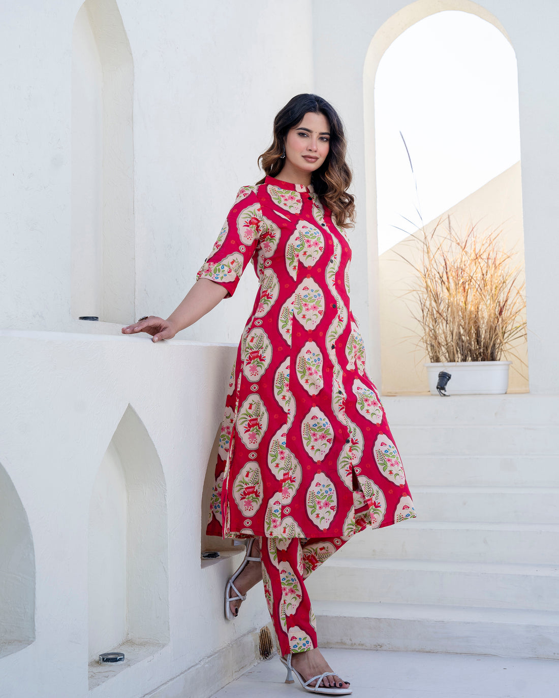 The 'Gul' Pink Floral A-Line Co-ord Set