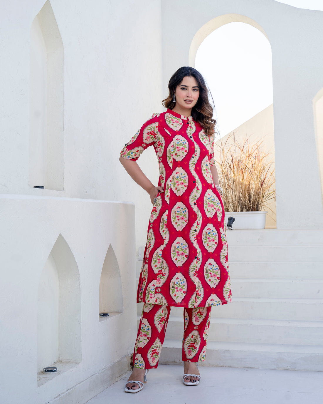 The 'Gul' Pink Floral A-Line Co-ord Set