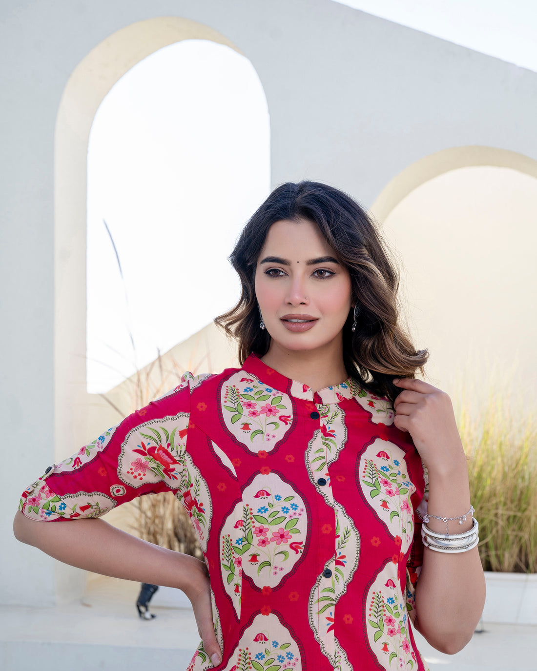 The 'Gul' Pink Floral A-Line Co-ord Set