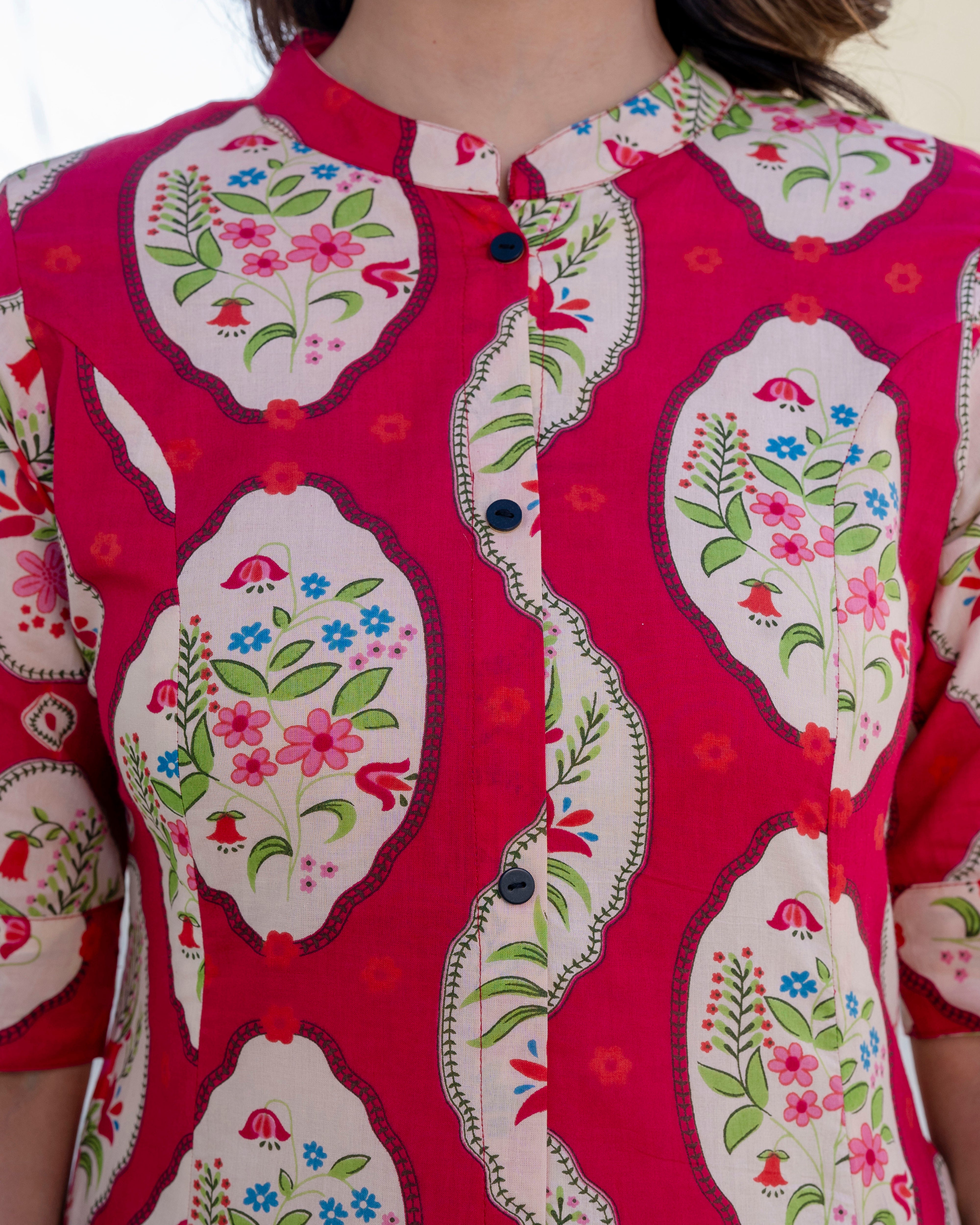 The 'Gul' Pink Floral A-Line Co-ord Set