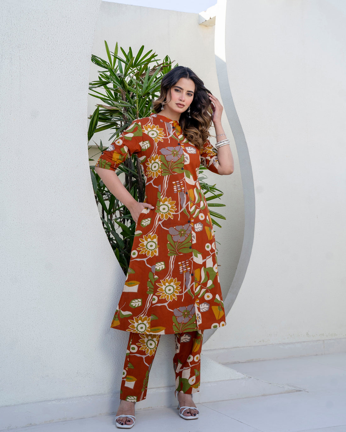 The 'Meher' Rust Garden A-Line Co-ord Set