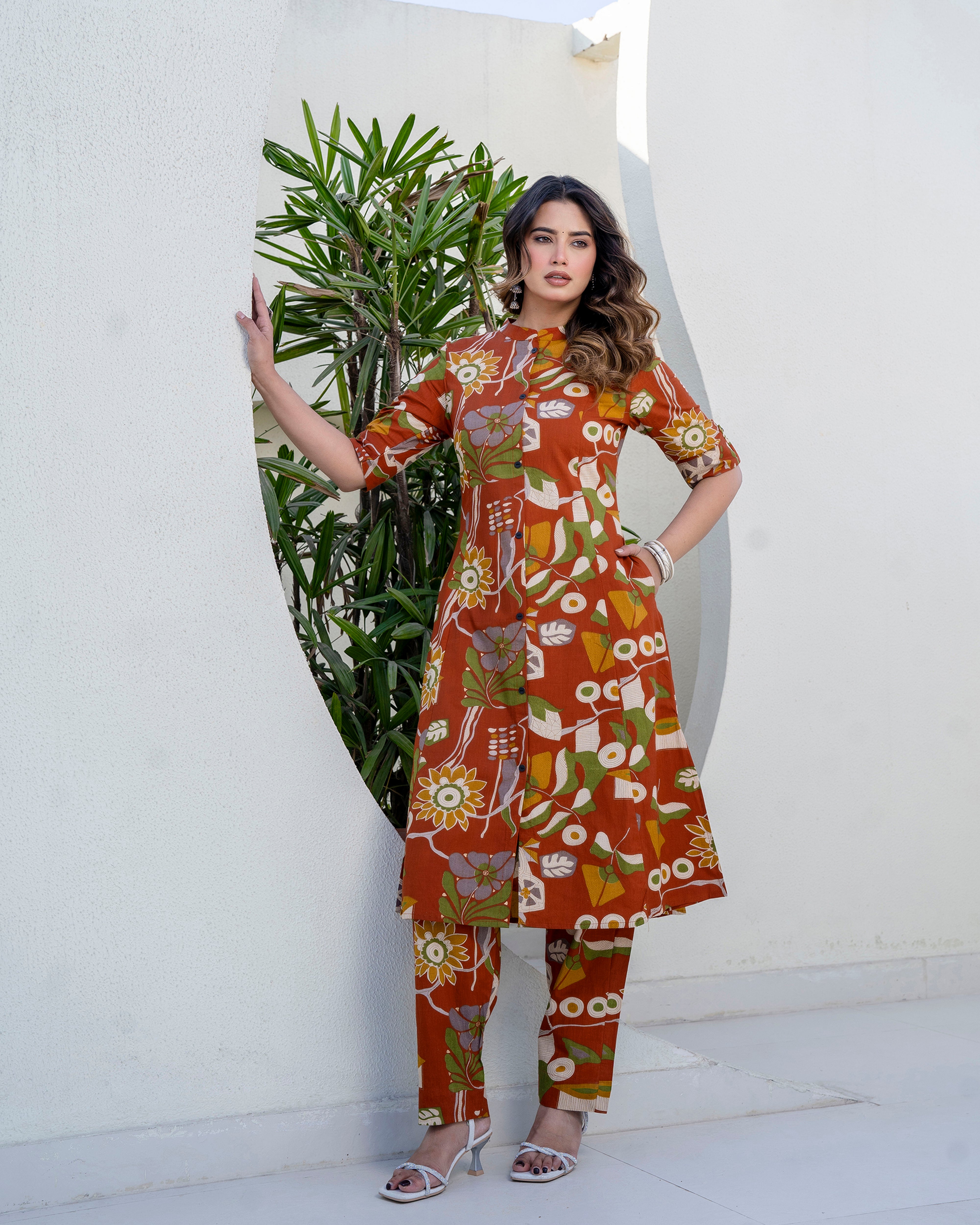 The 'Meher' Rust Garden A-Line Co-ord Set