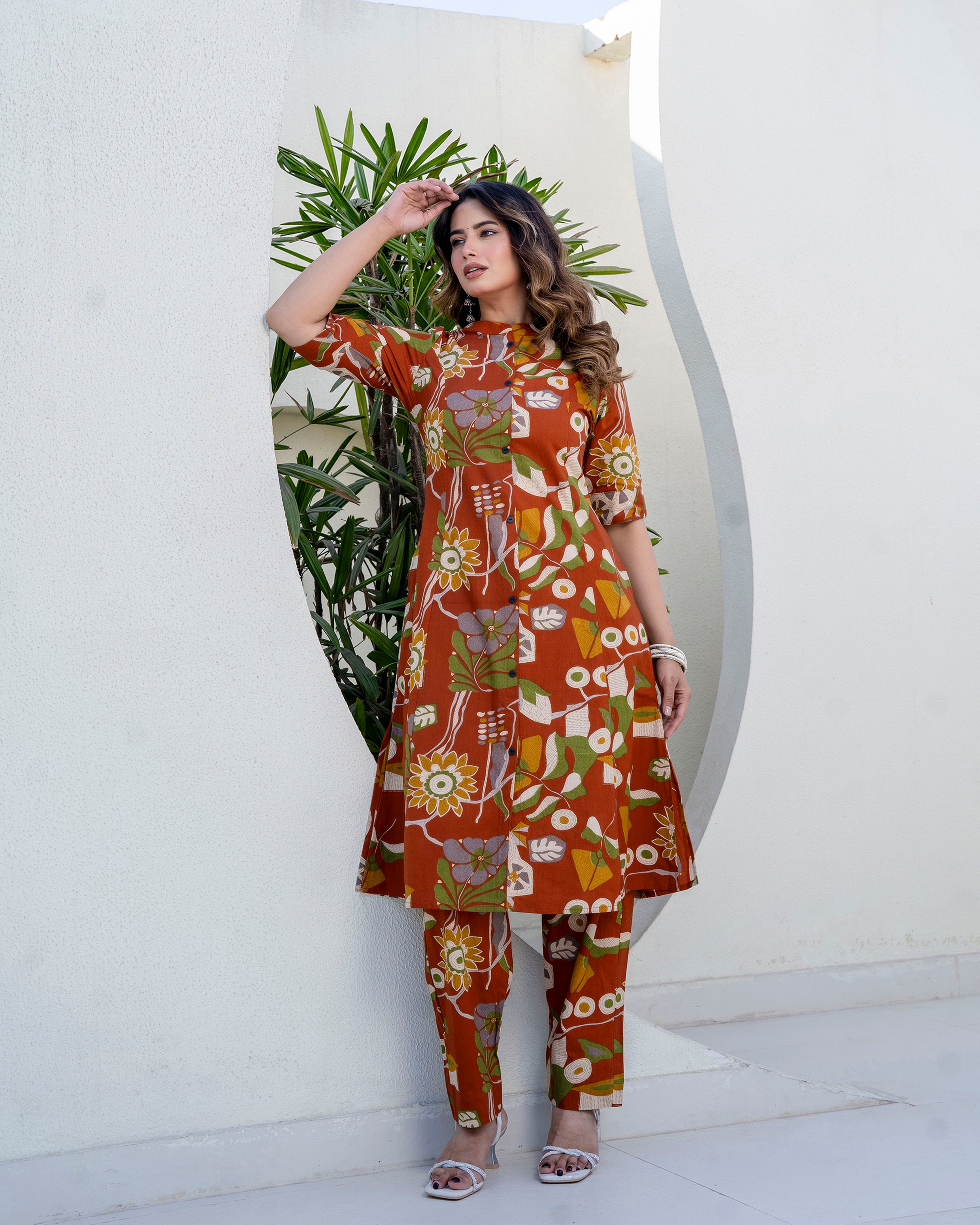 The 'Meher' Rust Garden A-Line Co-ord Set