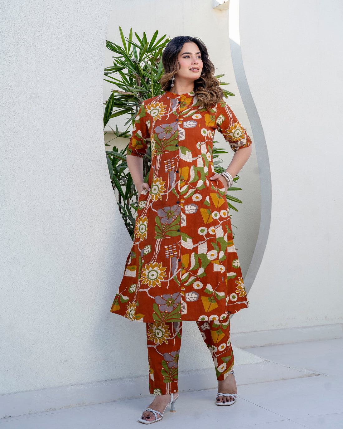 The 'Meher' Rust Garden A-Line Co-ord Set