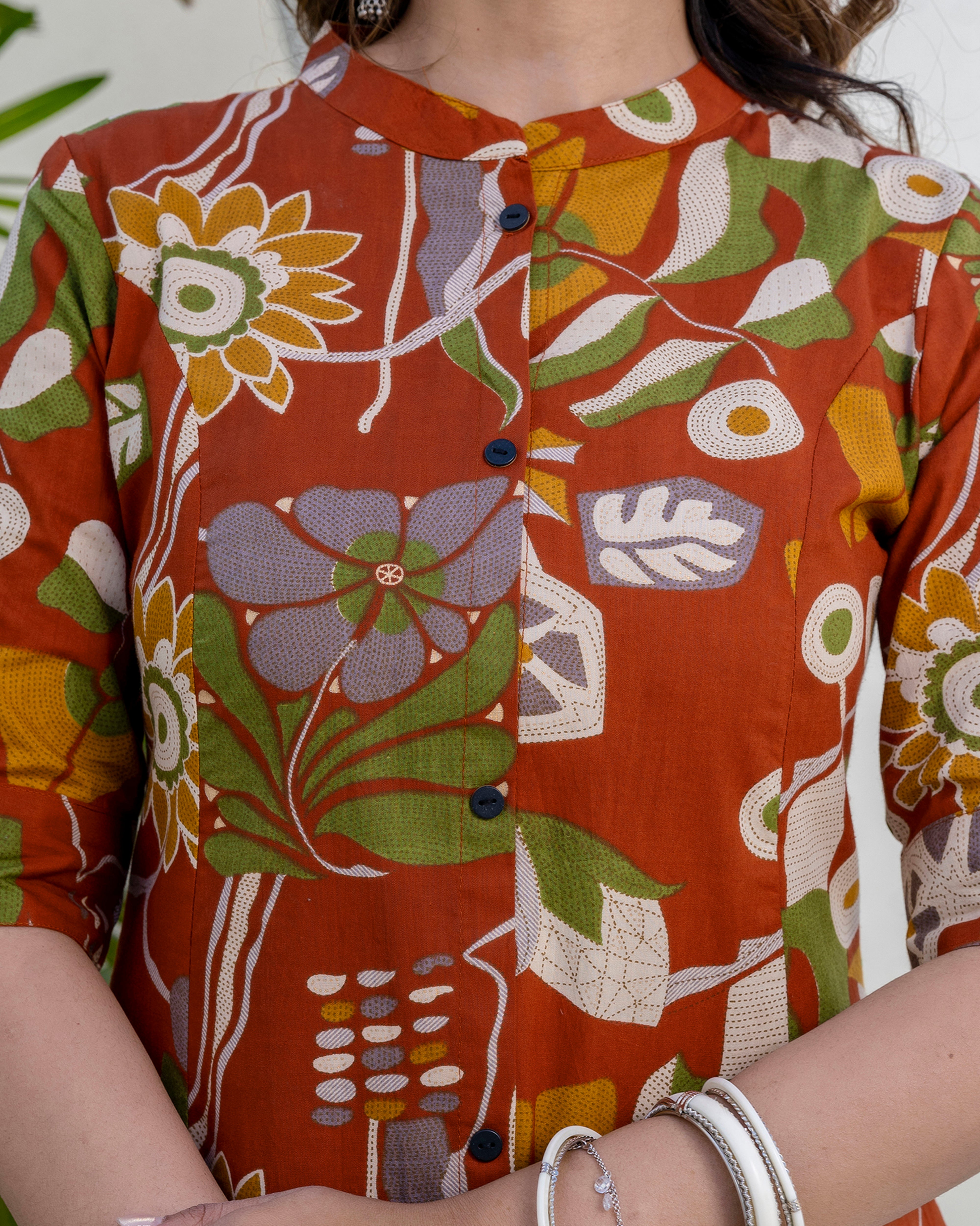 The 'Meher' Rust Garden A-Line Co-ord Set