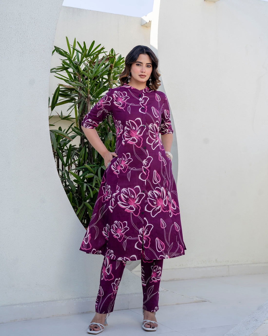 The 'Tara' Purple Tulip A-Line Co-ord Set